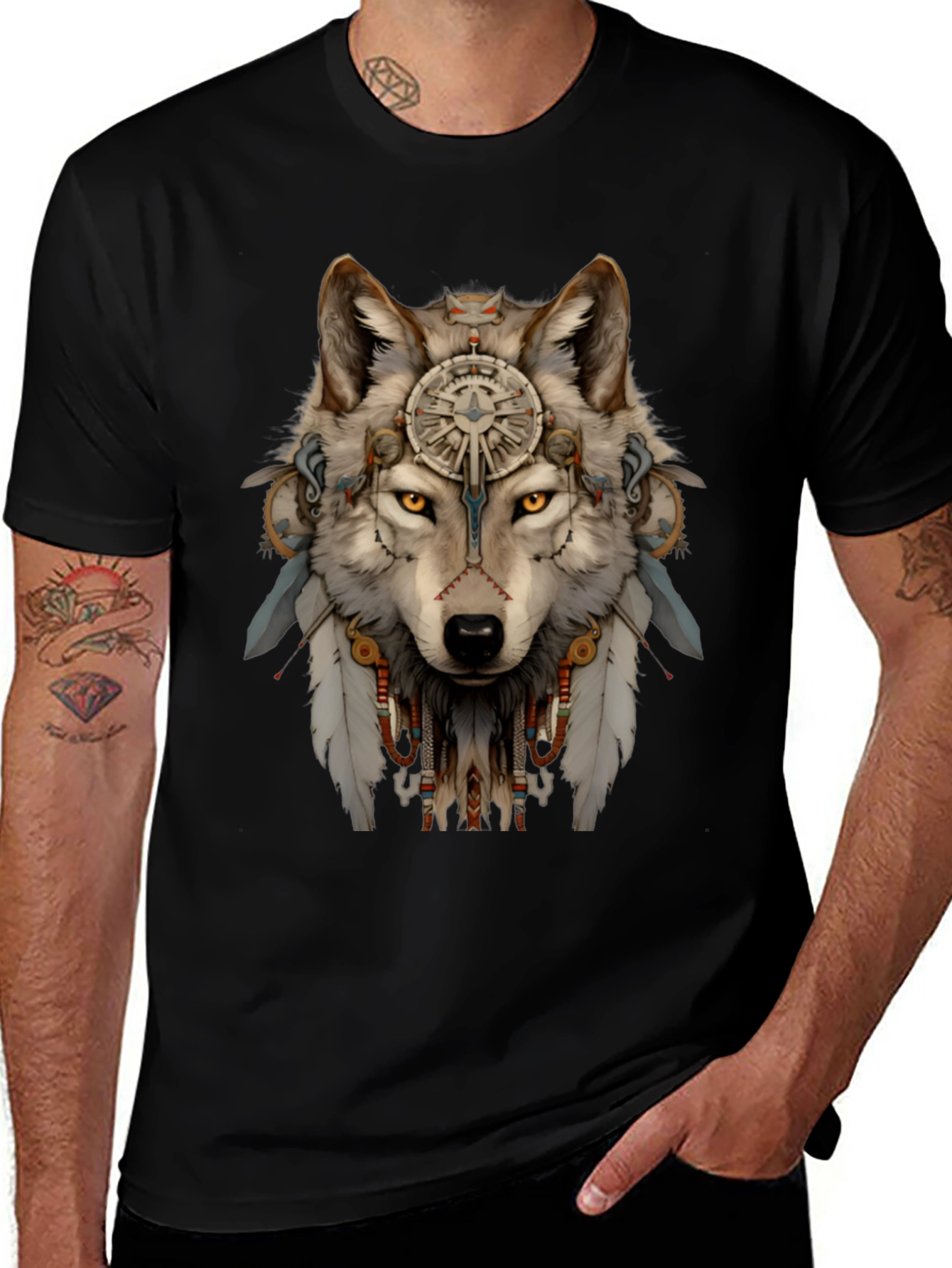 Wolf Spirit T-Shirt - Tribal Design