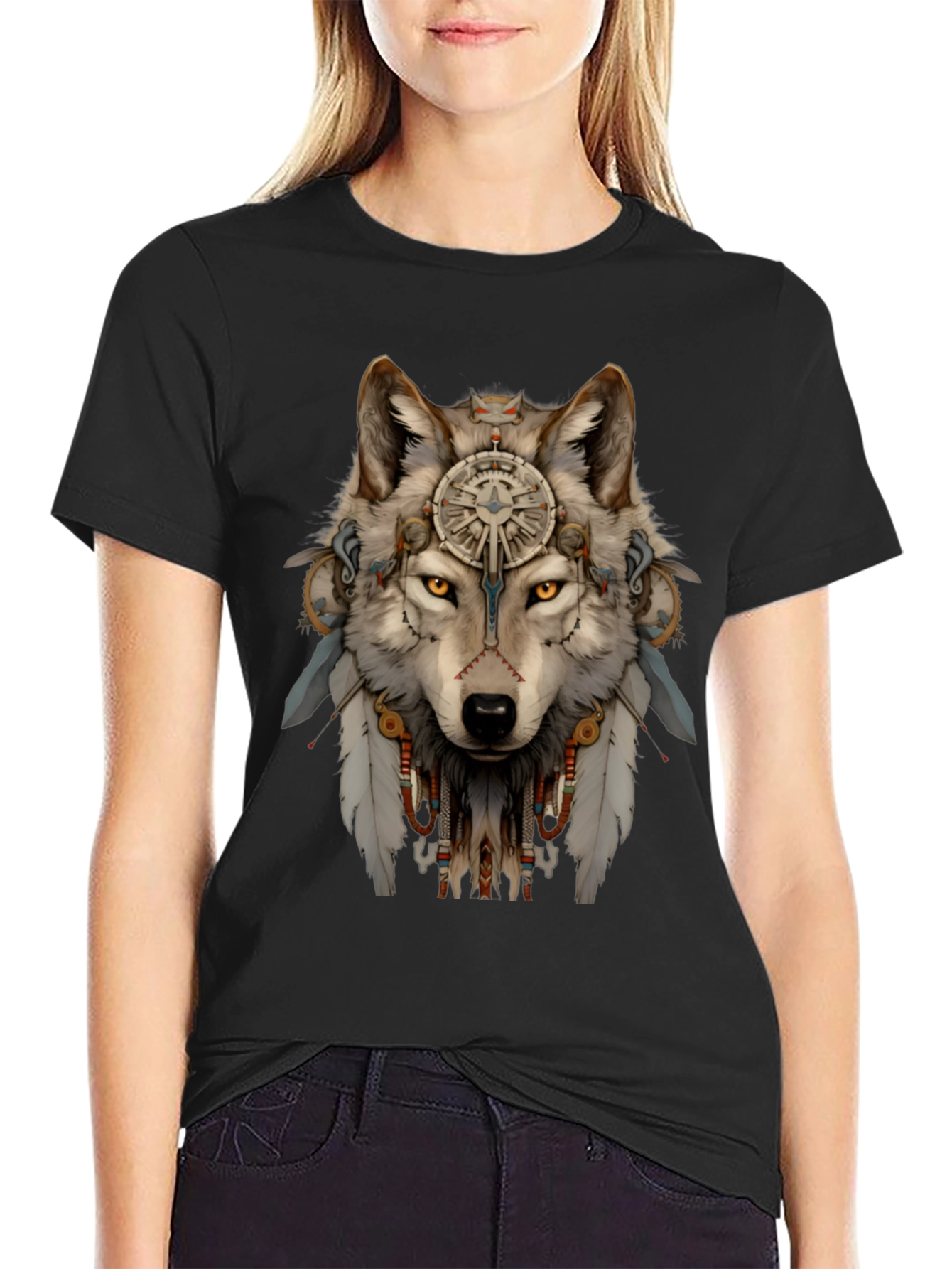 Wolf Spirit T-Shirt - Tribal Design