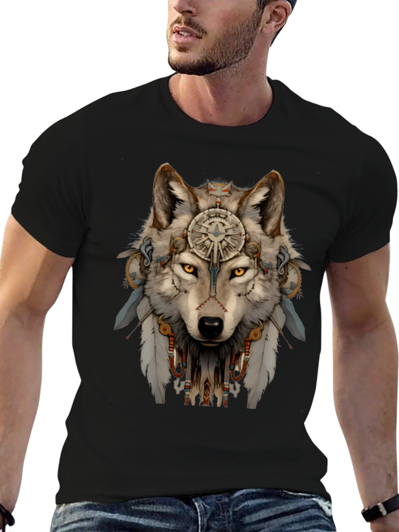 Wolf Spirit T-Shirt - Tribal Design