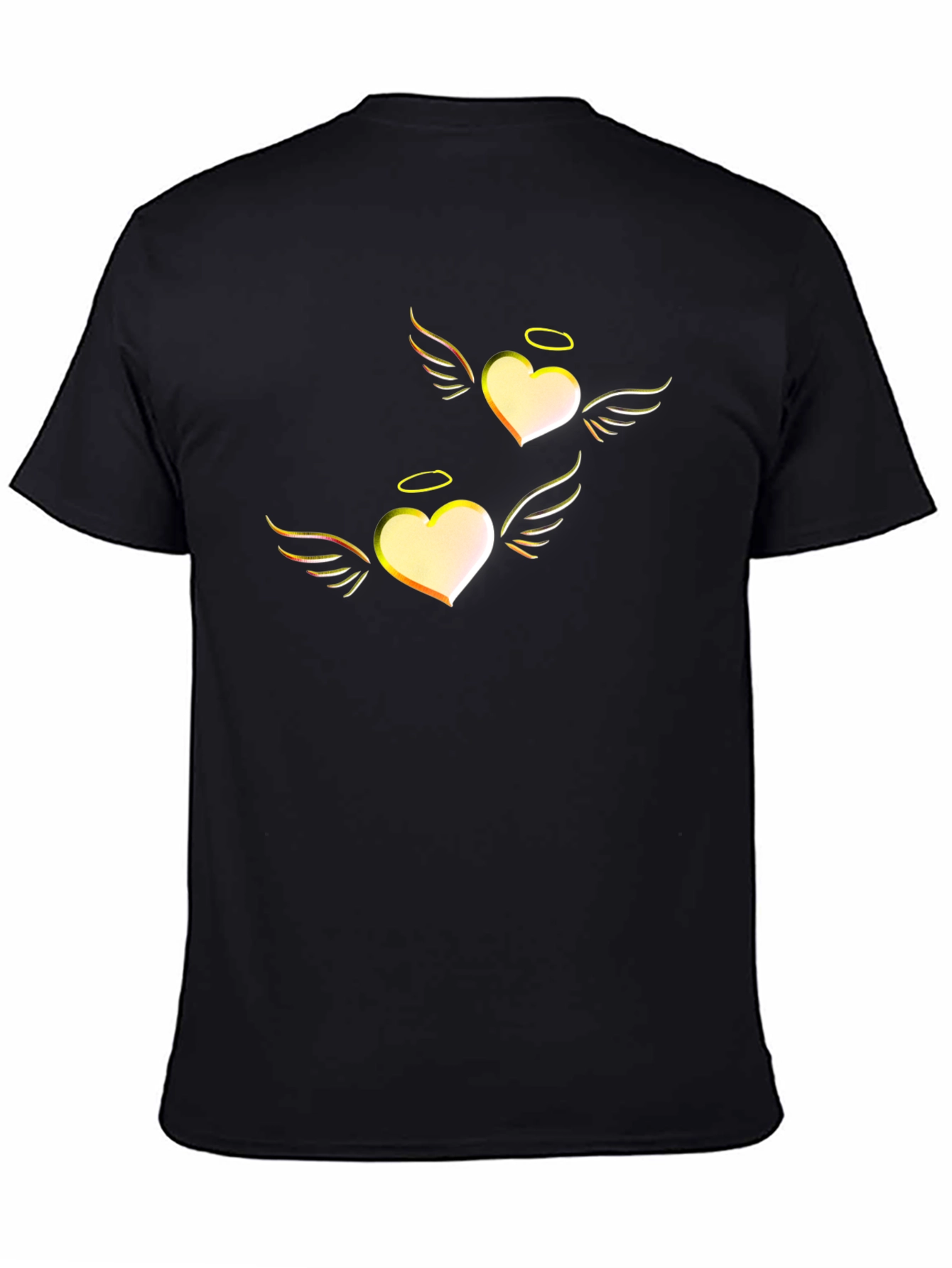 Heart Angel Graphic Tee - Black Cotton T-Shirt
