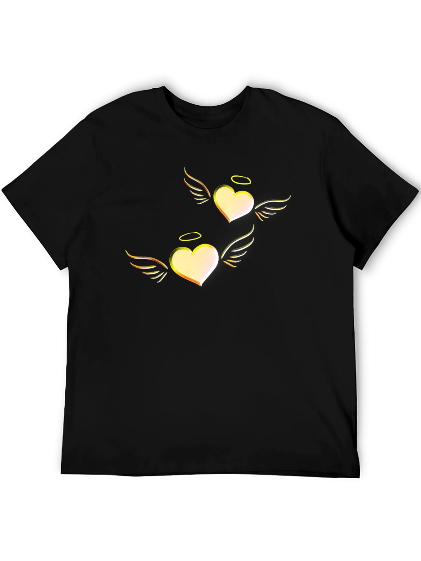 Heart Angel Graphic Tee - Black Cotton T-Shirt