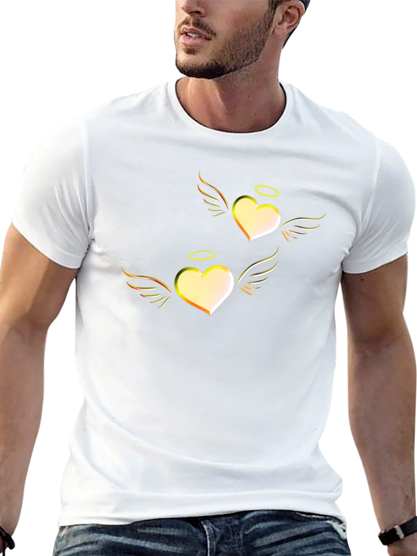 Heart Angel Graphic Tee - Black Cotton T-Shirt