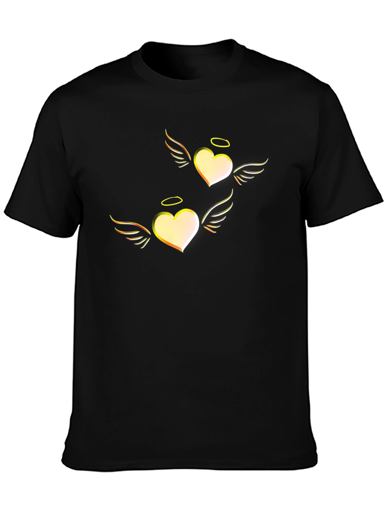 Heart Angel Graphic Tee - Black Cotton T-Shirt