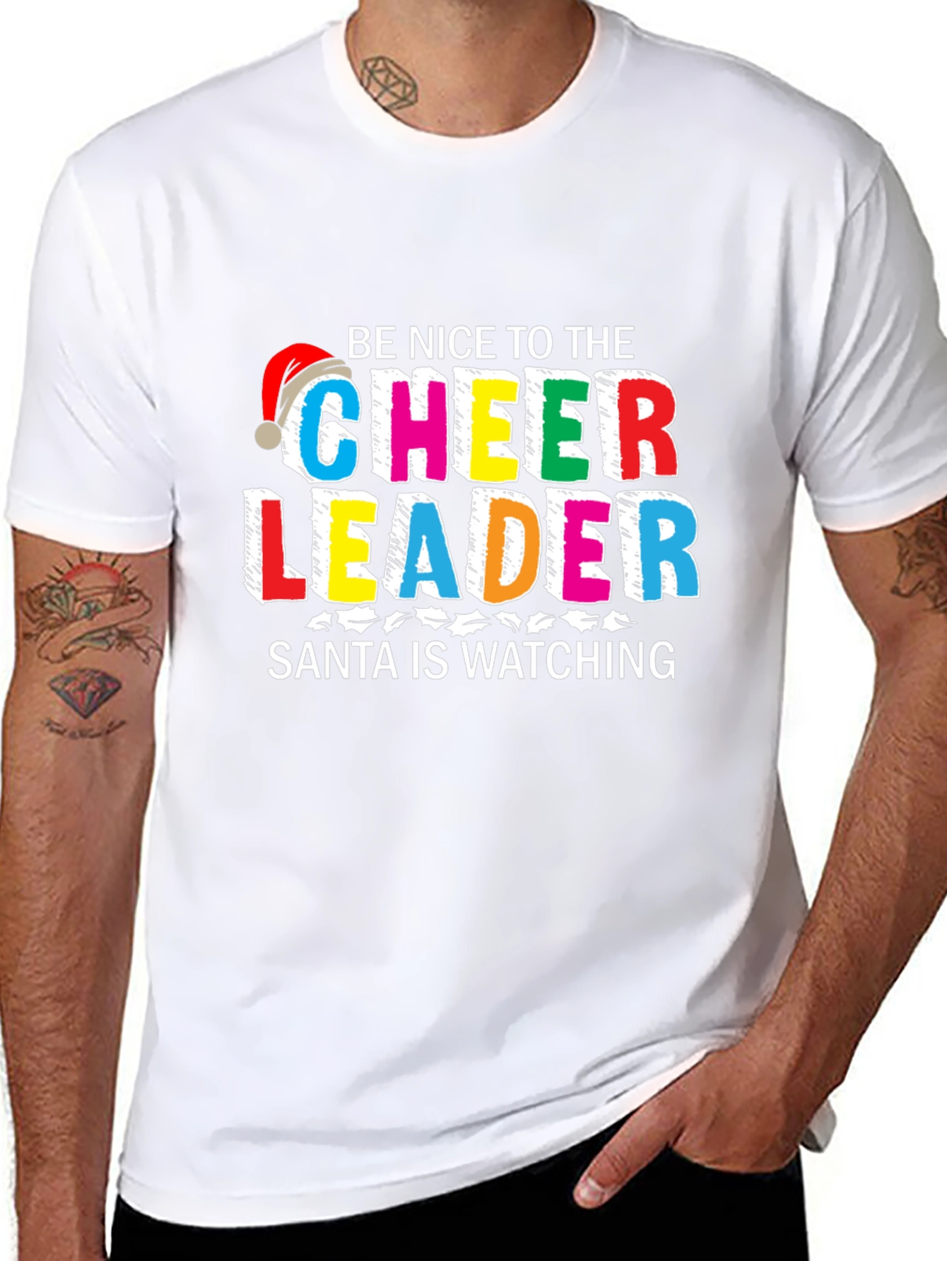Be Nice to the Cheerleader Santa Watching T-Shirt