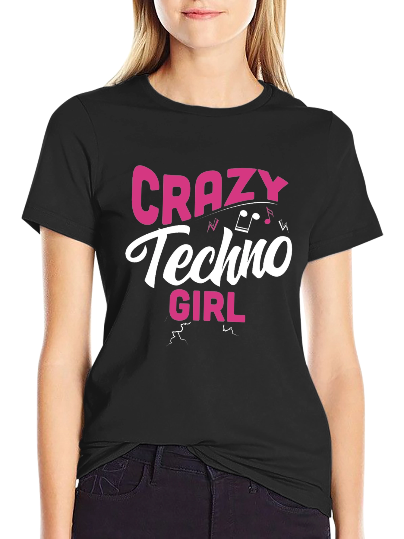 Crazy Techno Girl Graphic T-Shirt - EDM Rave Tee