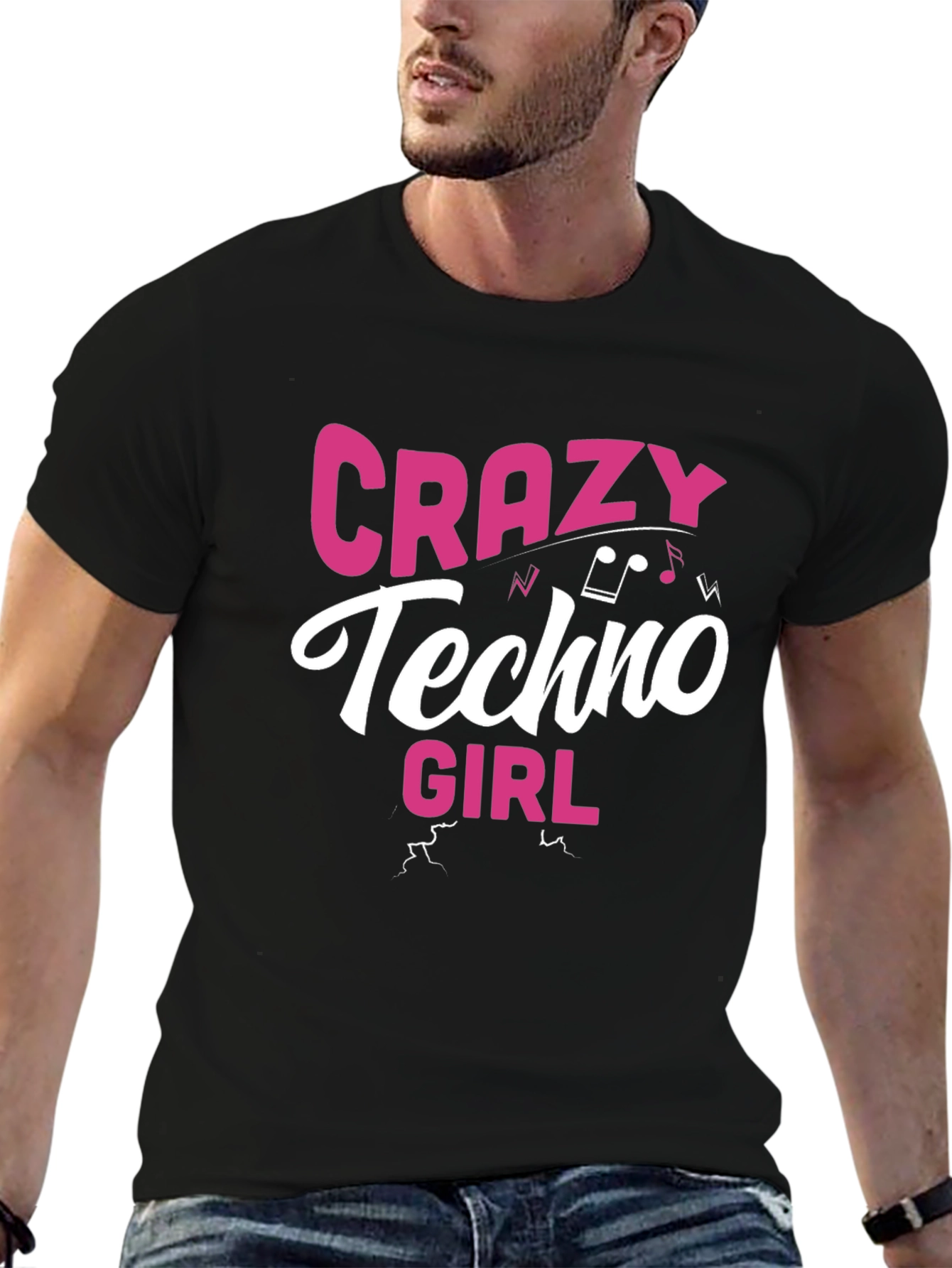 Crazy Techno Girl Graphic T-Shirt - EDM Rave Tee
