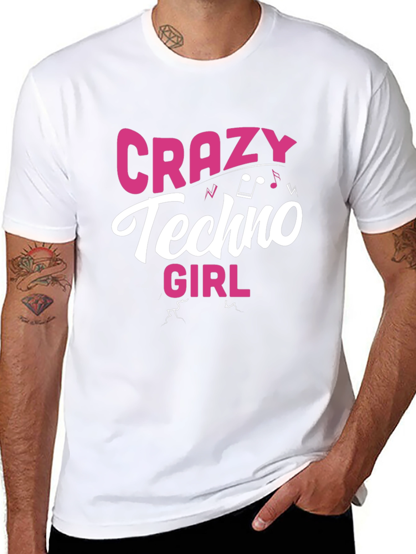 Crazy Techno Girl Graphic T-Shirt - EDM Rave Tee