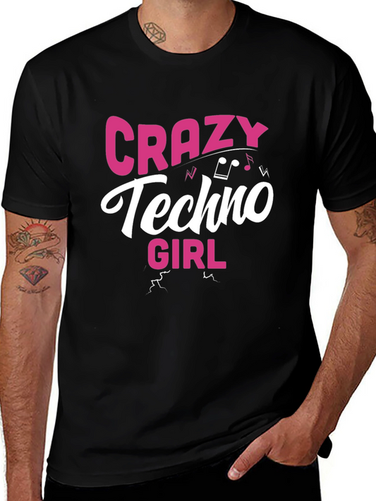 Crazy Techno Girl Graphic T-Shirt - EDM Rave Tee