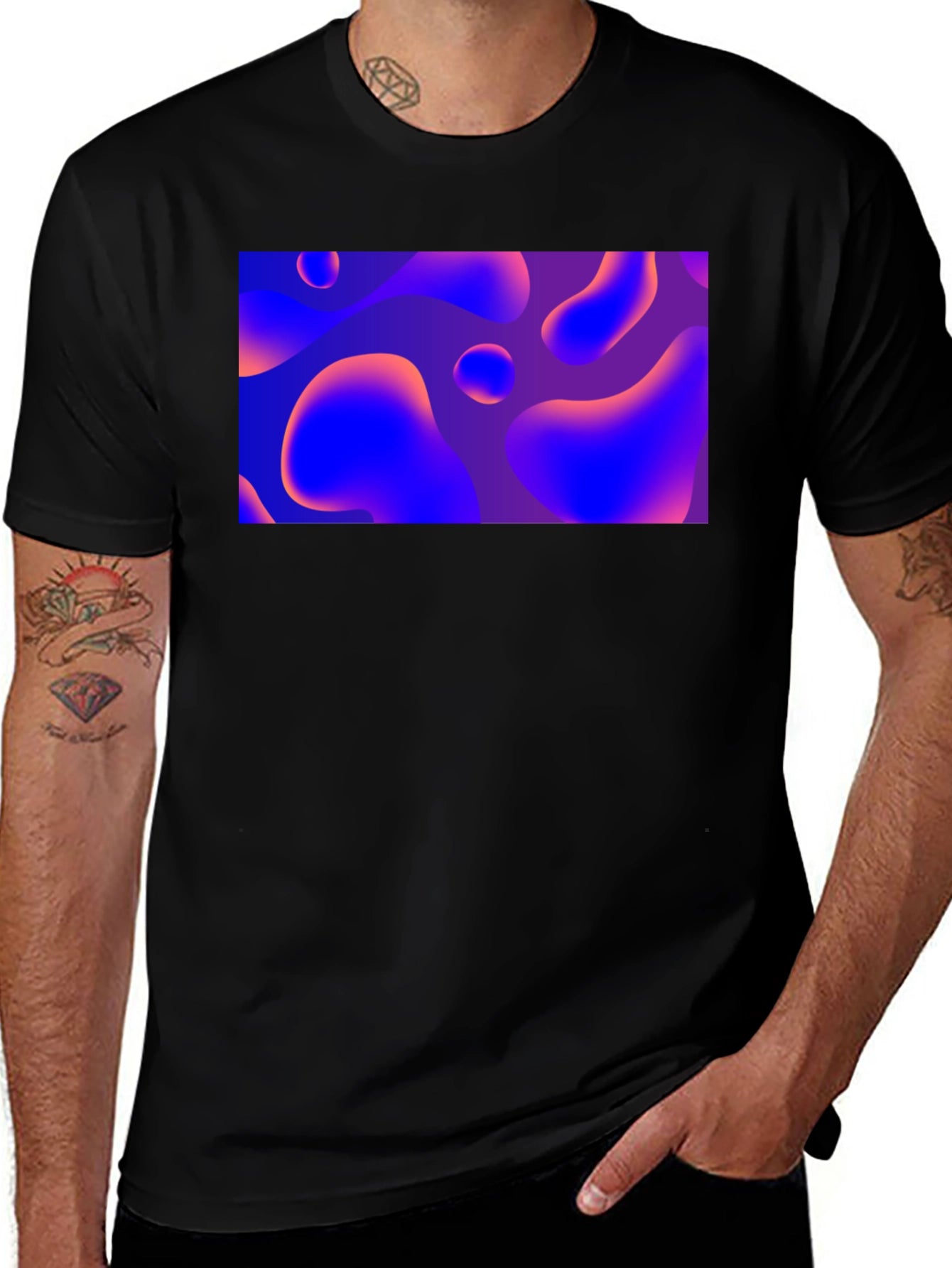 Abstract Fluid Art Black T-Shirt