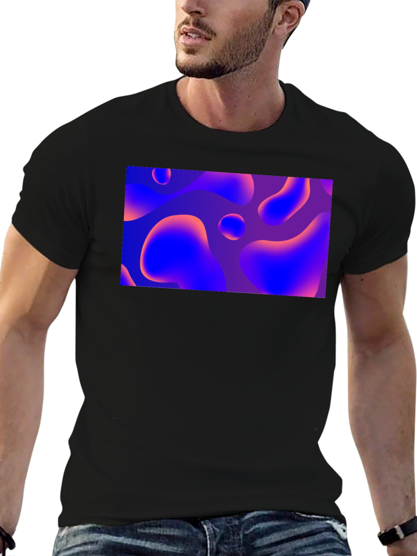 Abstract Fluid Art Black T-Shirt