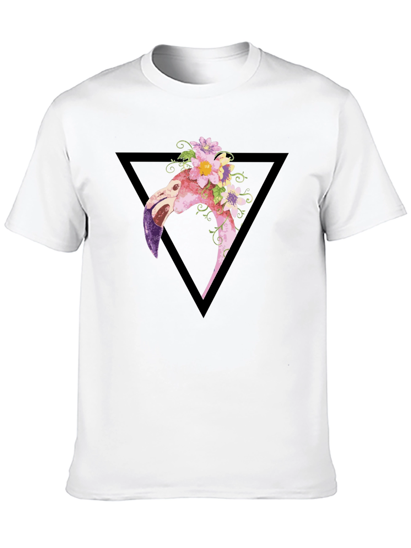 Floral Flamingo Graphic Tee - Black T-Shirt