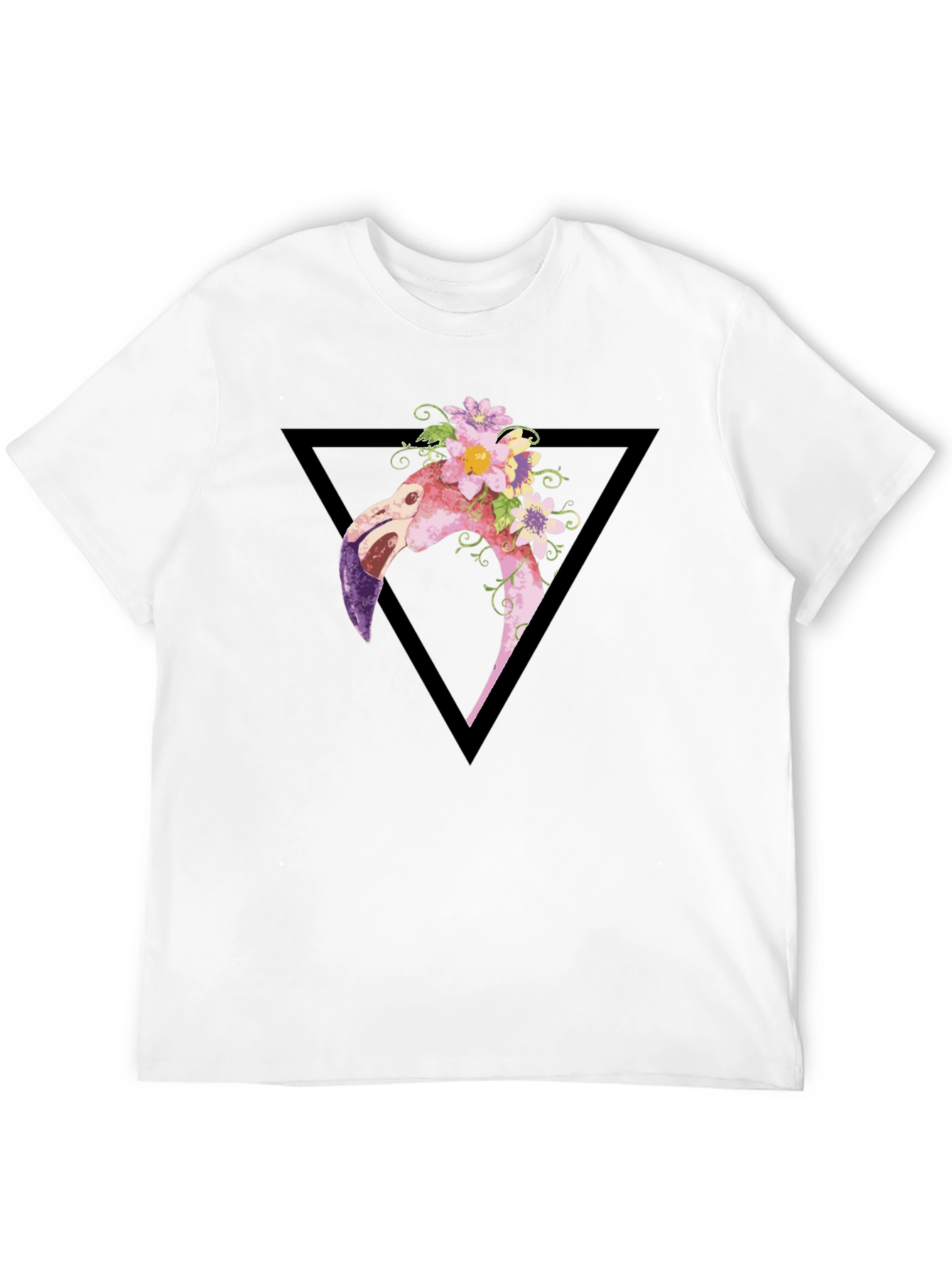 Floral Flamingo Graphic Tee - Black T-Shirt