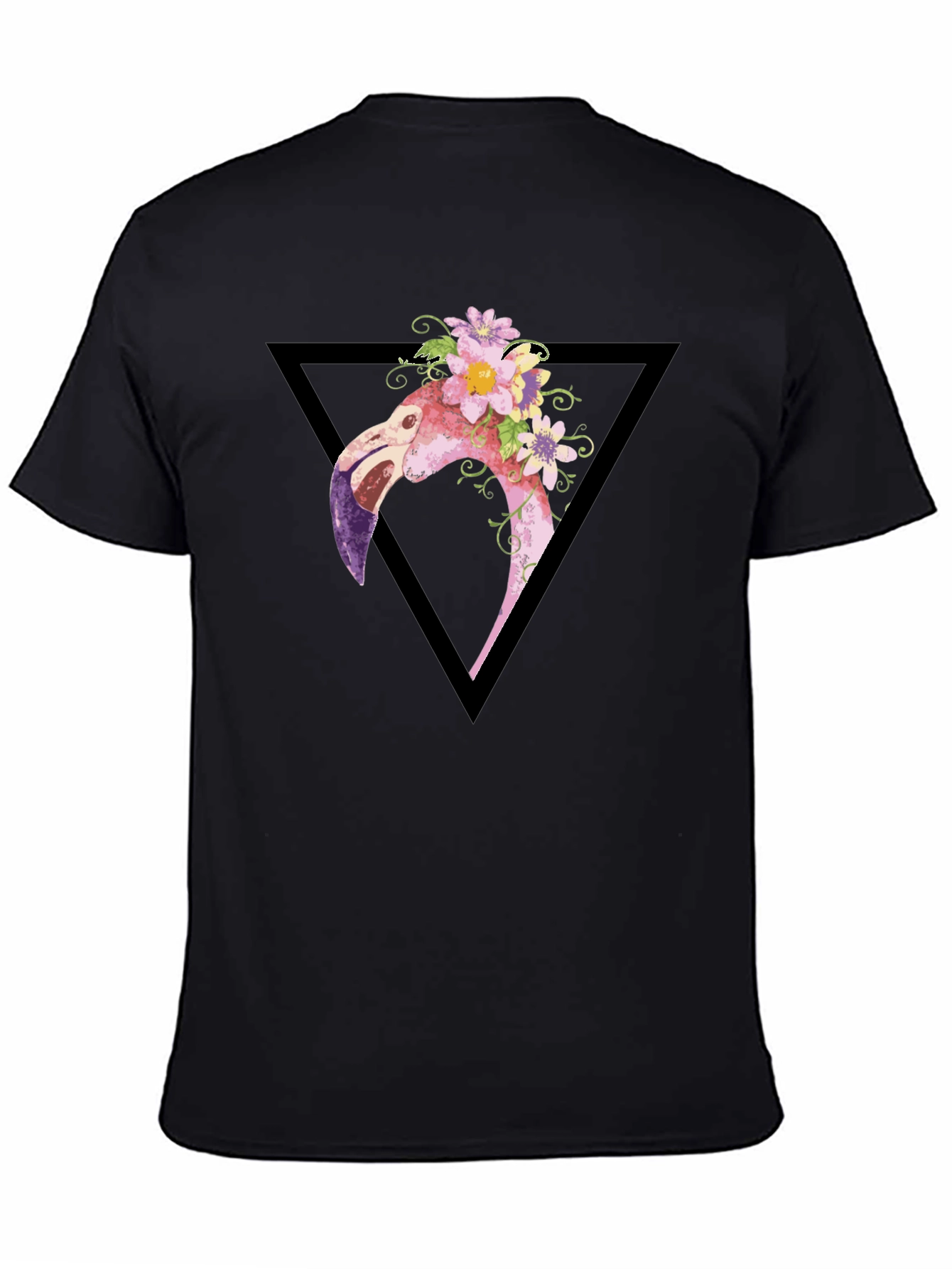 Floral Flamingo Graphic Tee - Black T-Shirt