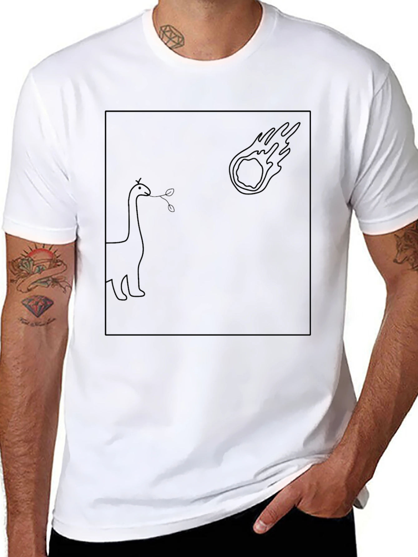 Dino Meteor Funny Graphic Tee