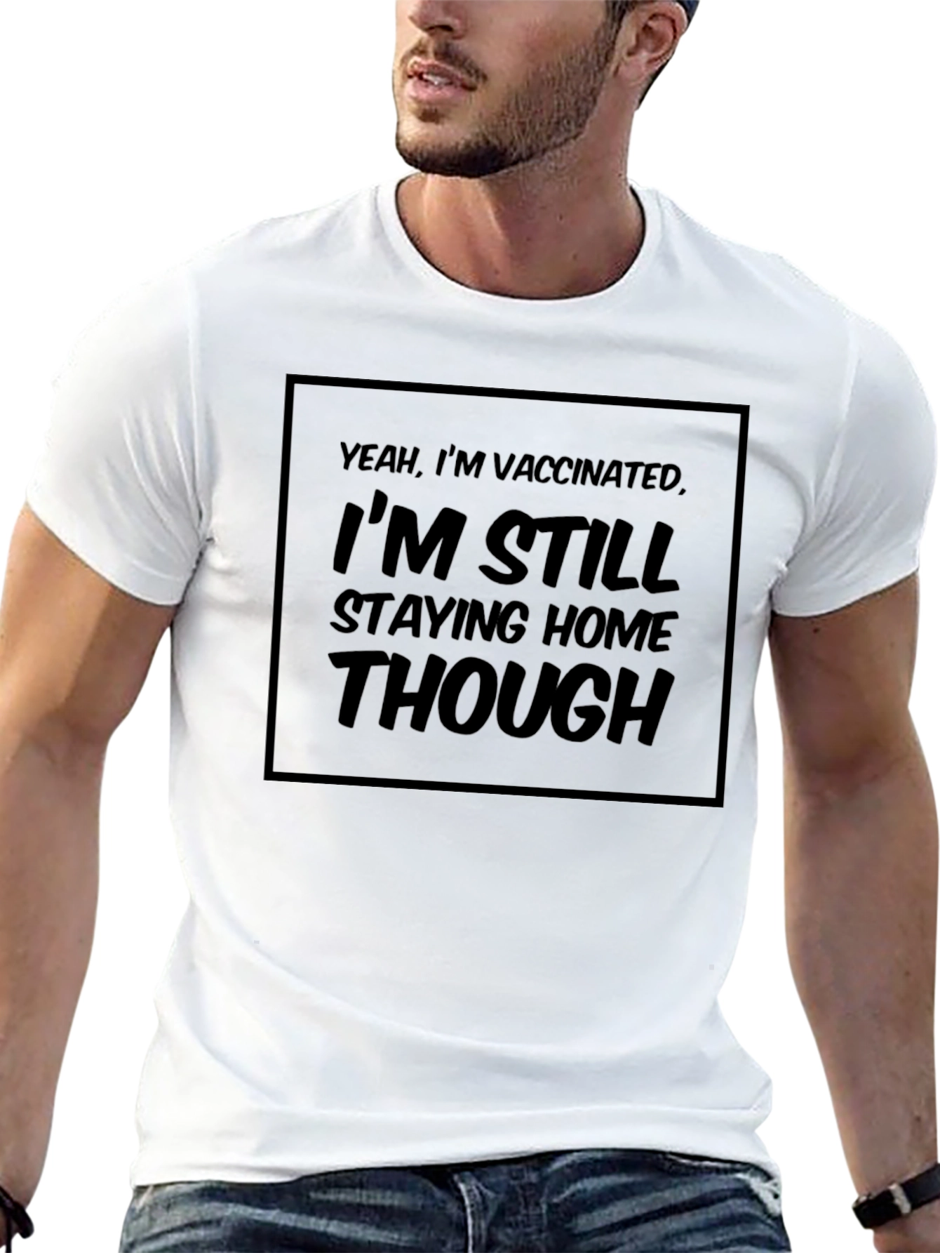 Vaccinated Staying Home Black Graphic Tee