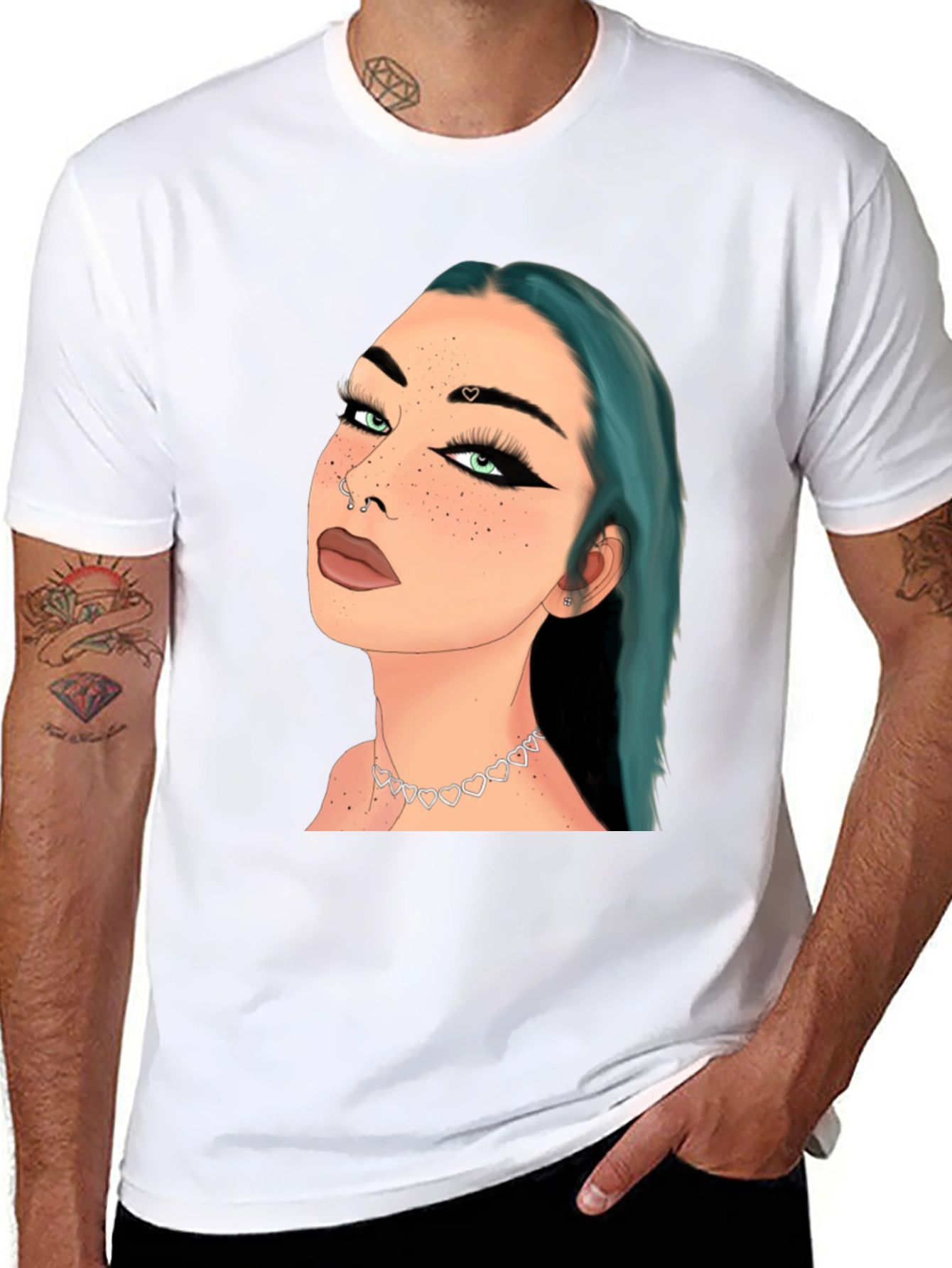 Artsy Woman Graphic Tee - Black Cotton Blend Shirt