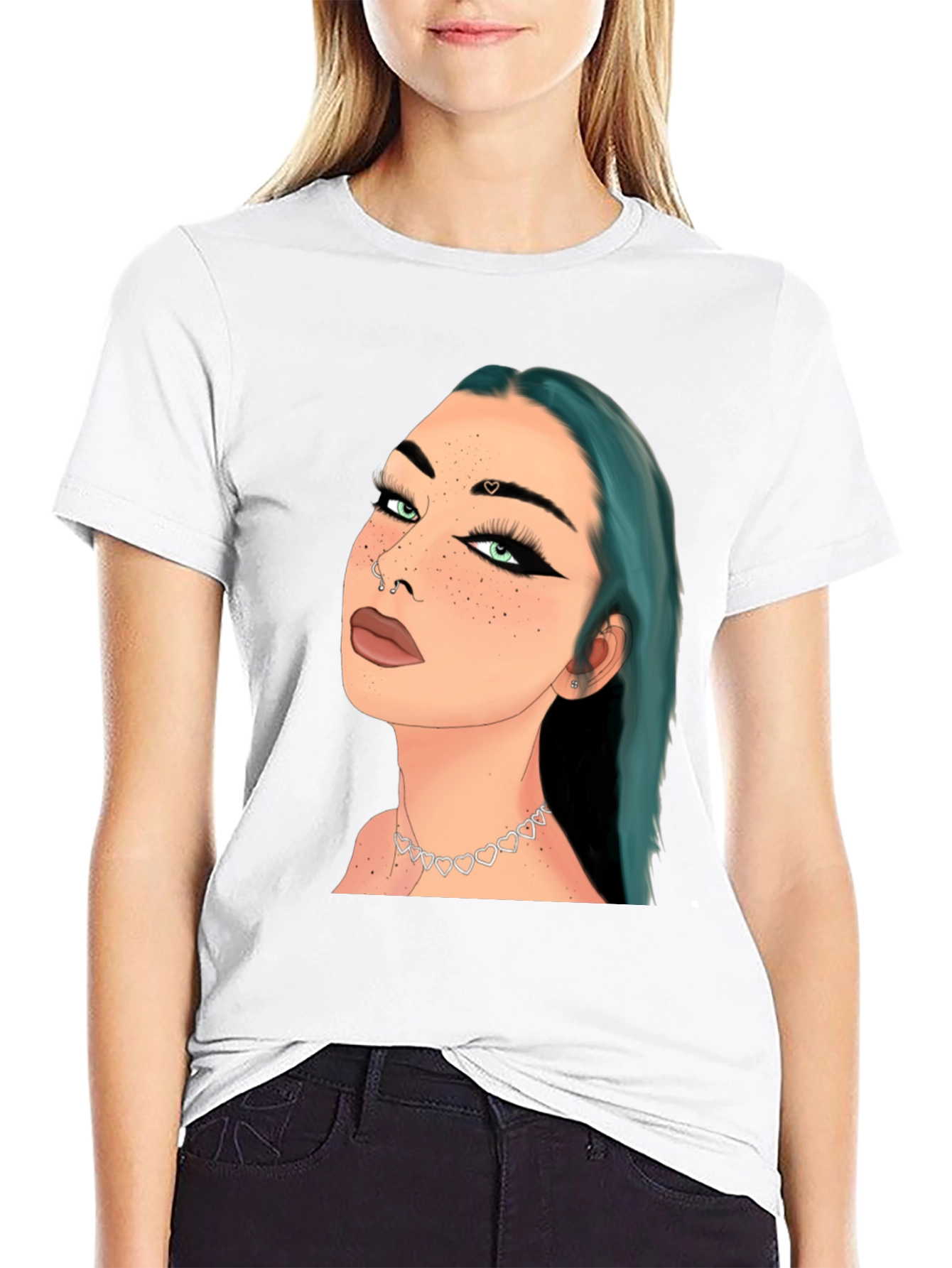 Artsy Woman Graphic Tee - Black Cotton Blend Shirt