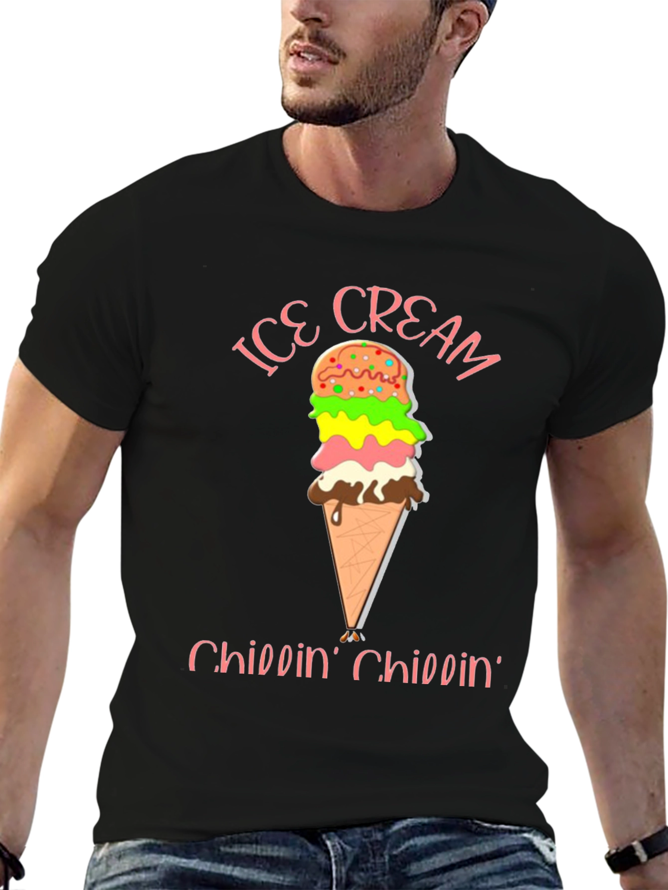 Ice Cream Chillin Black Graphic Tee