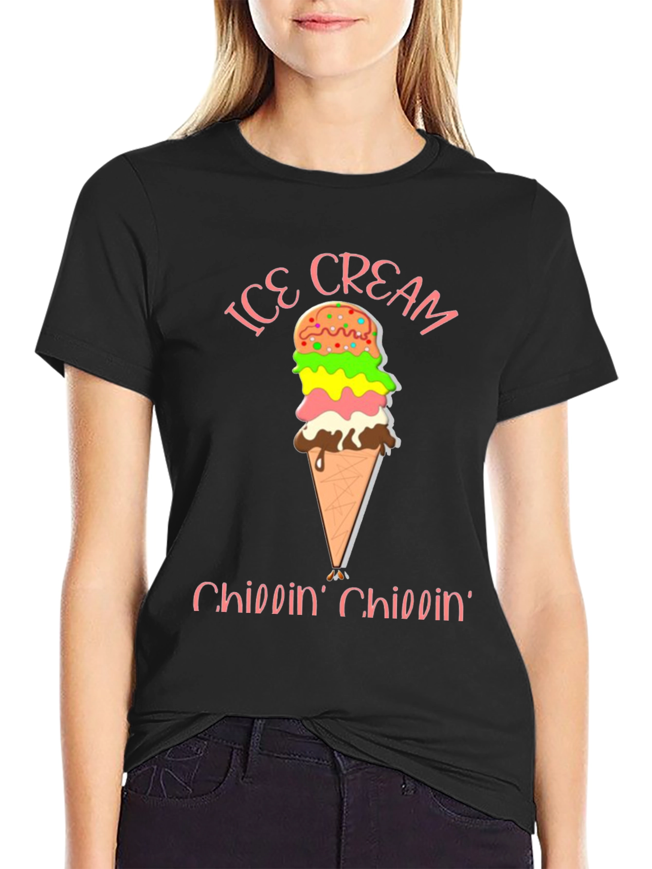 Ice Cream Chillin Black Graphic Tee