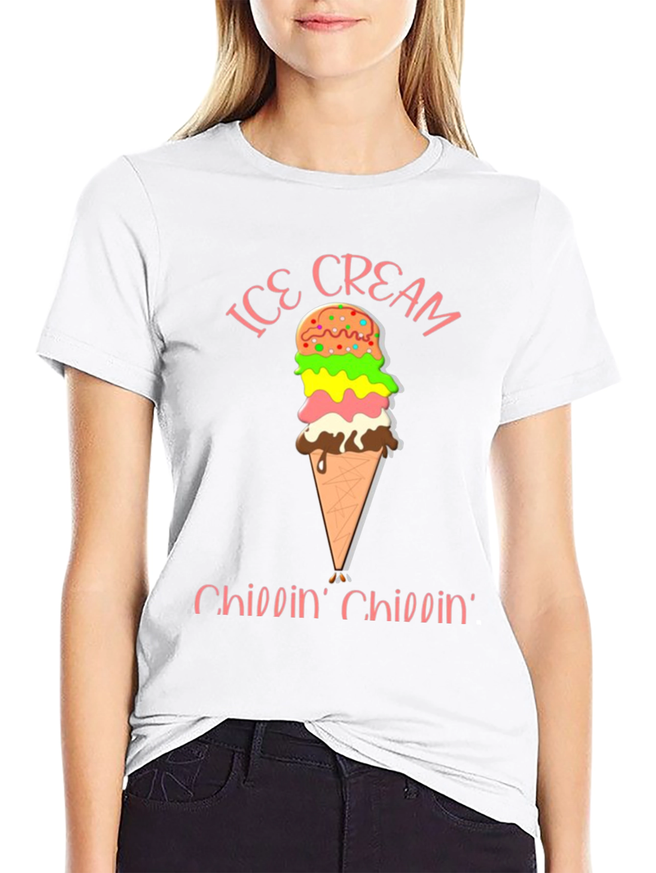 Ice Cream Chillin Black Graphic Tee