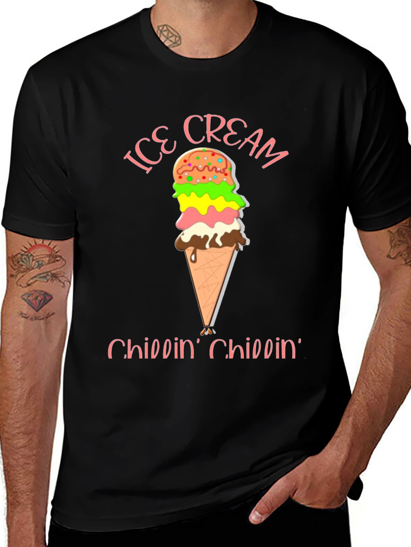 Ice Cream Chillin Black Graphic Tee