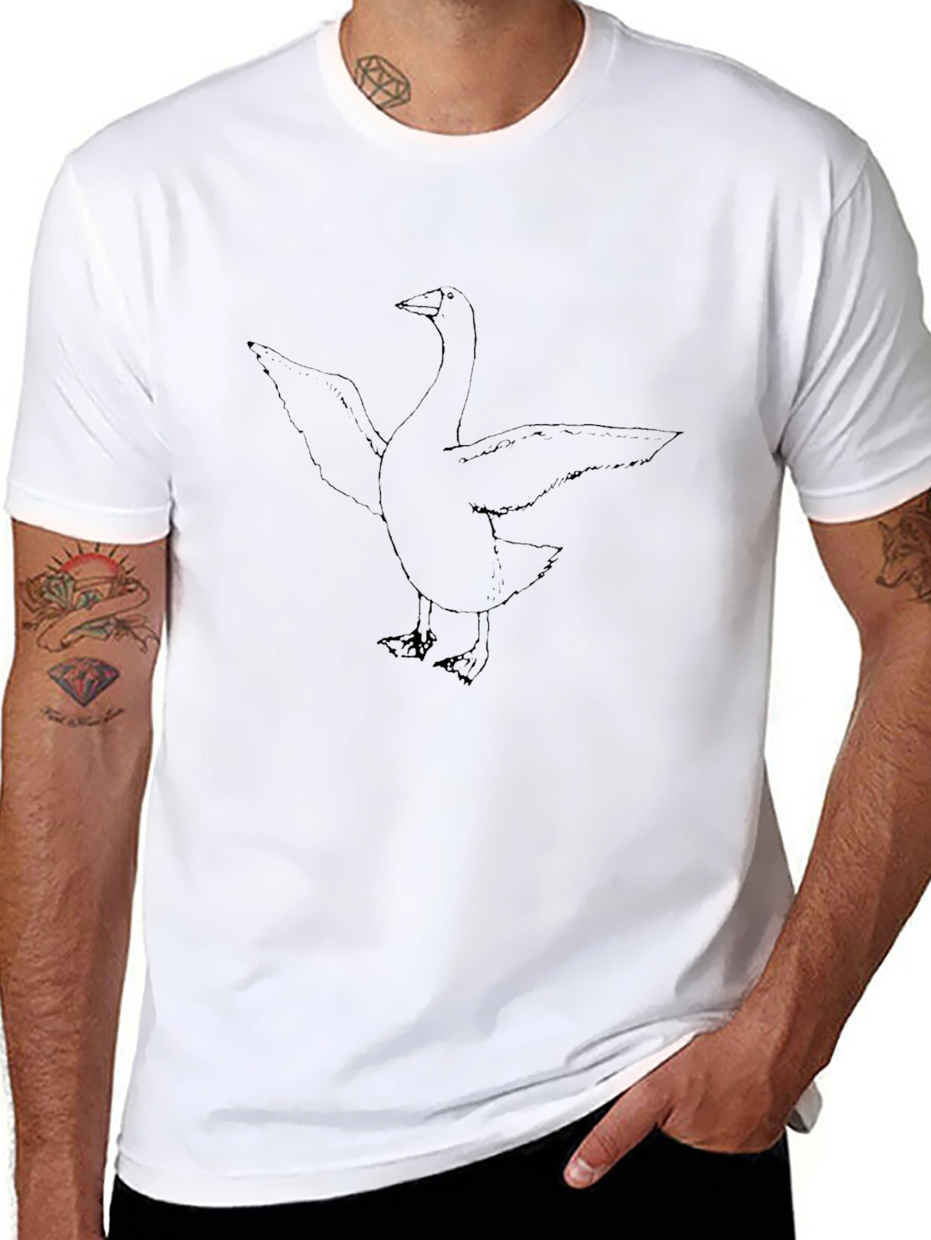Goose Graphic Tee - Black Cotton Comfort
