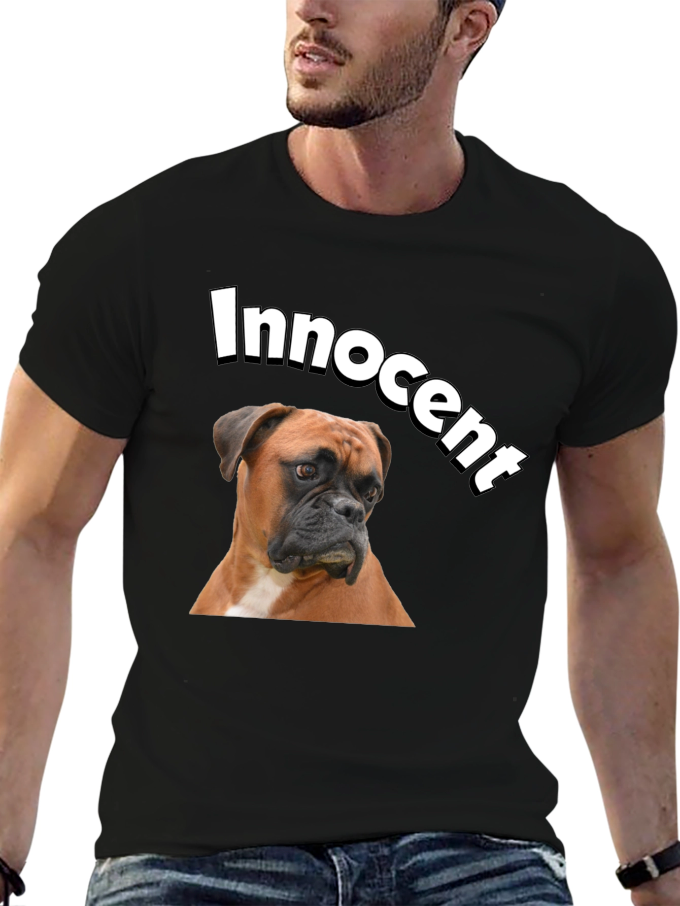 Innocent Dog Graphic T-Shirt - Black Cotton Tee