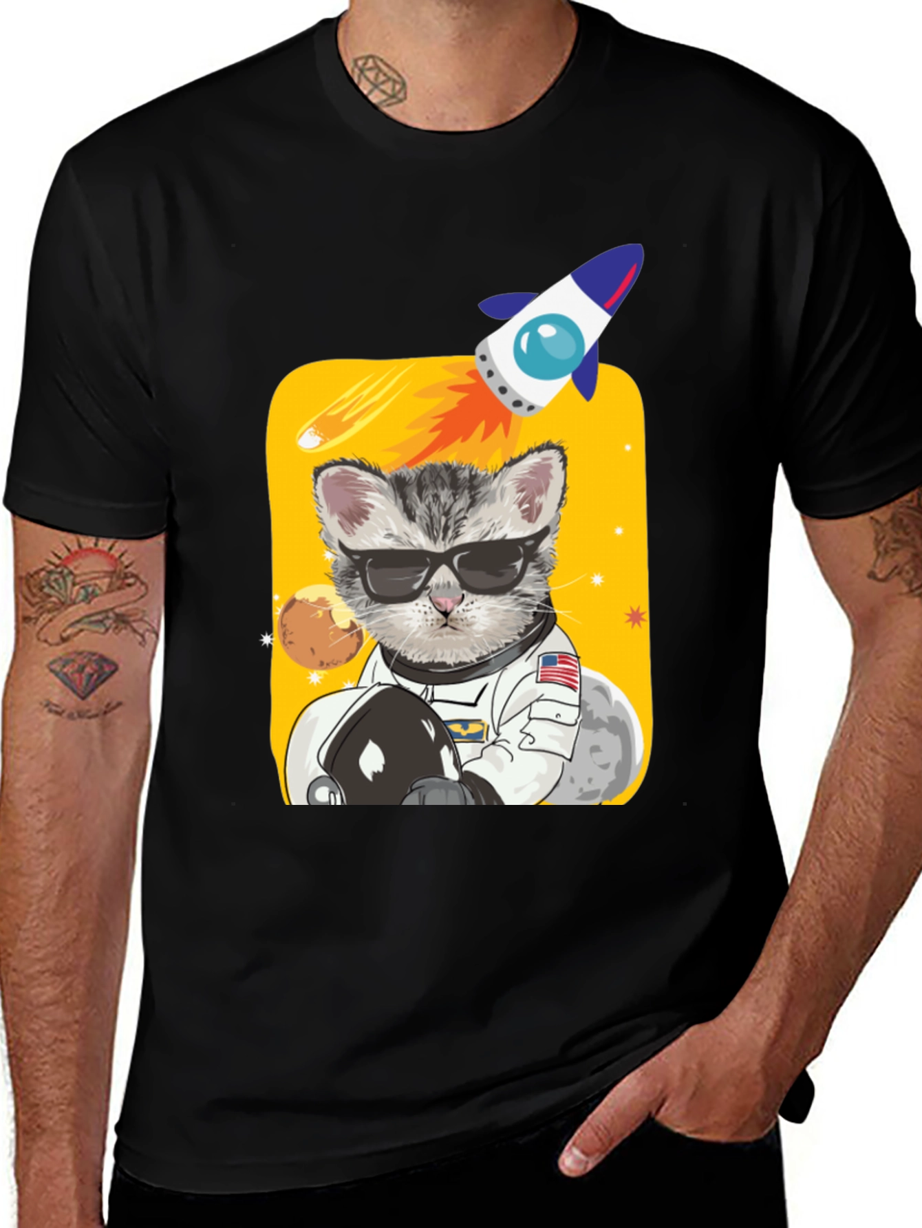 Astronaut Cat Graphic Tee - Space Kitty T-Shirt