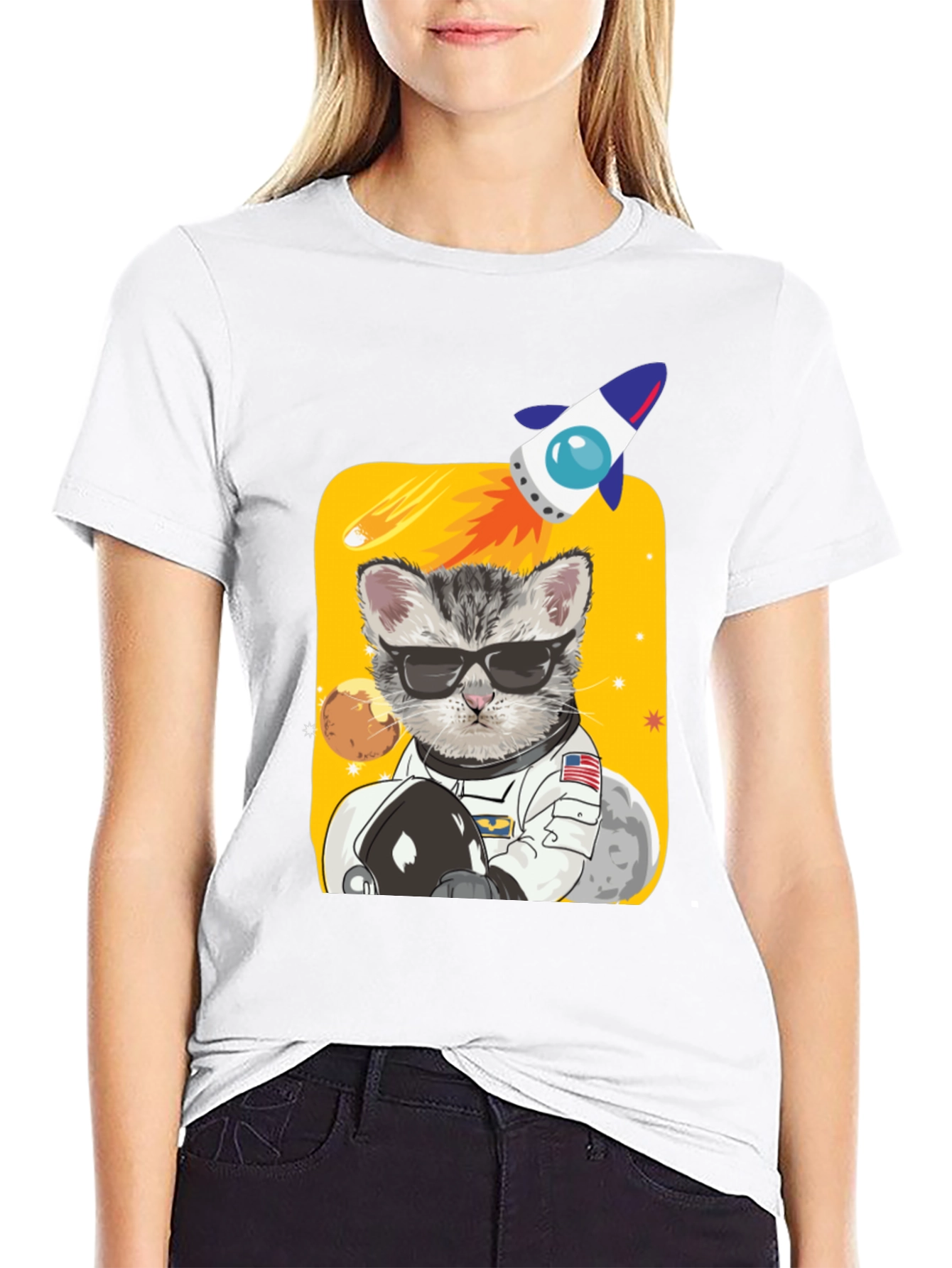 Astronaut Cat Graphic Tee - Space Kitty T-Shirt