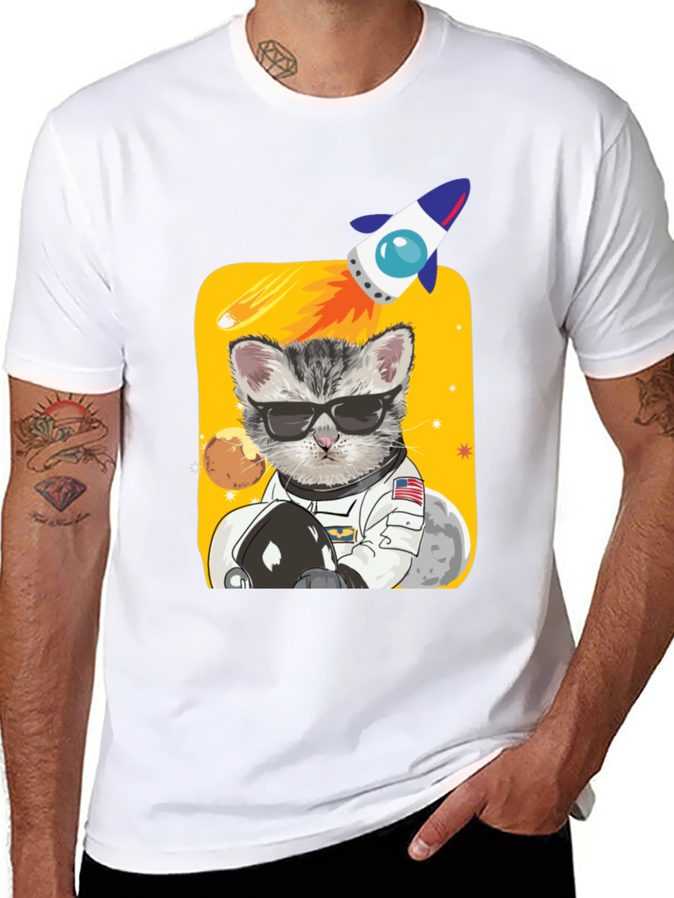 Astronaut Cat Graphic Tee - Space Kitty T-Shirt