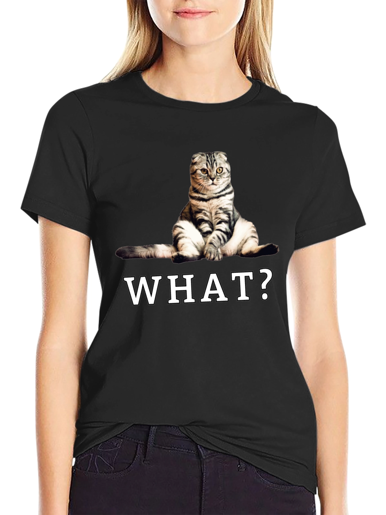 Funny Cat What? Graphic T-Shirt