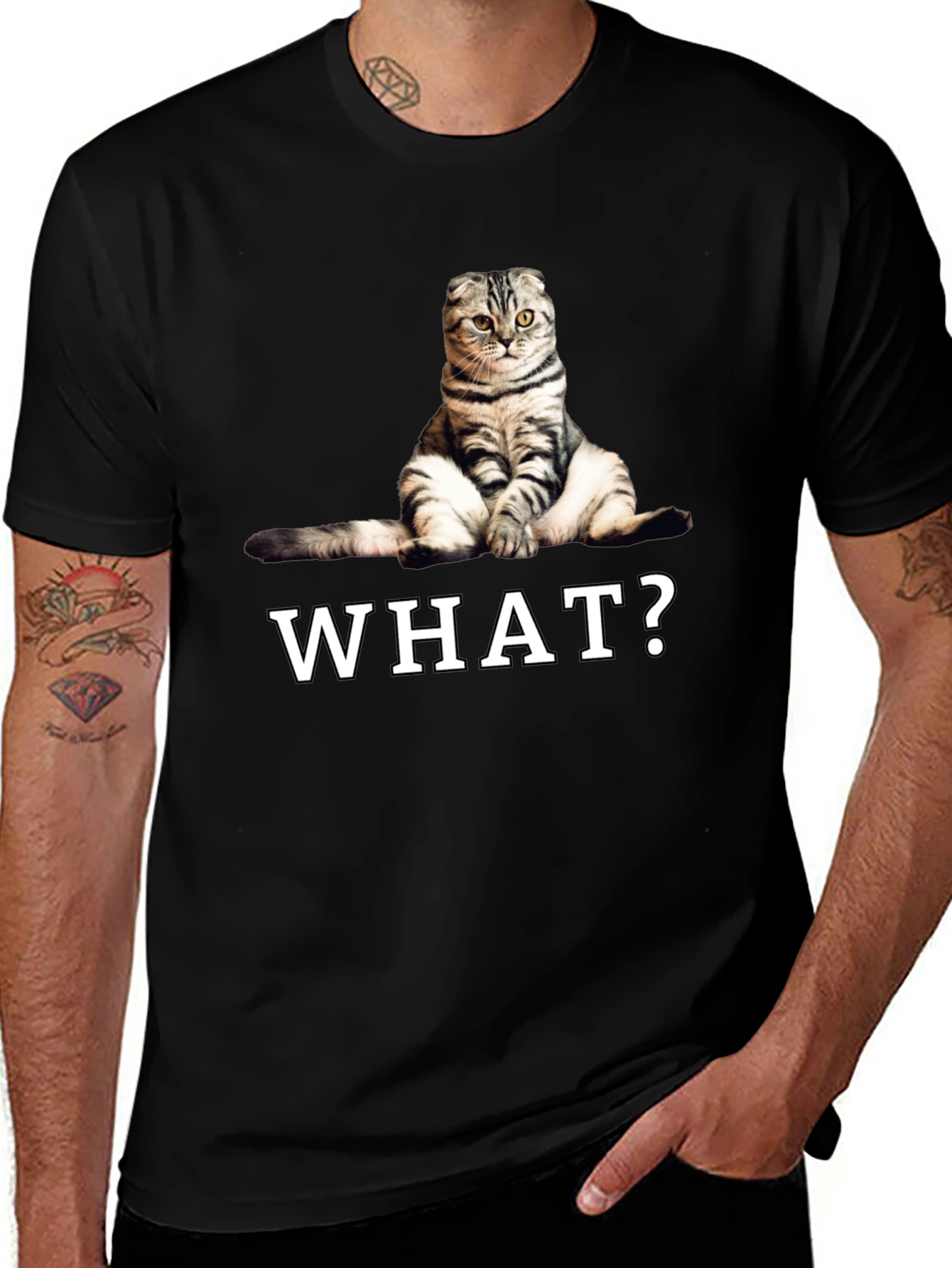 Funny Cat What? Graphic T-Shirt