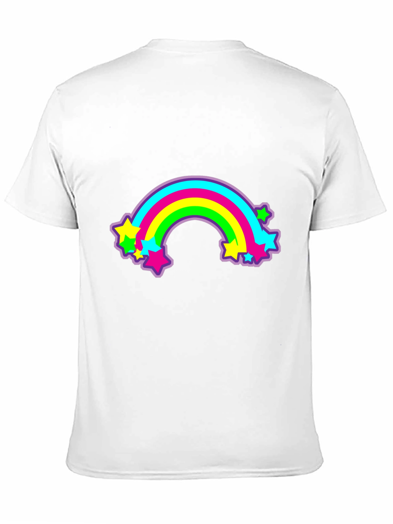 Retro Rainbow Stars Graphic Tee - Black