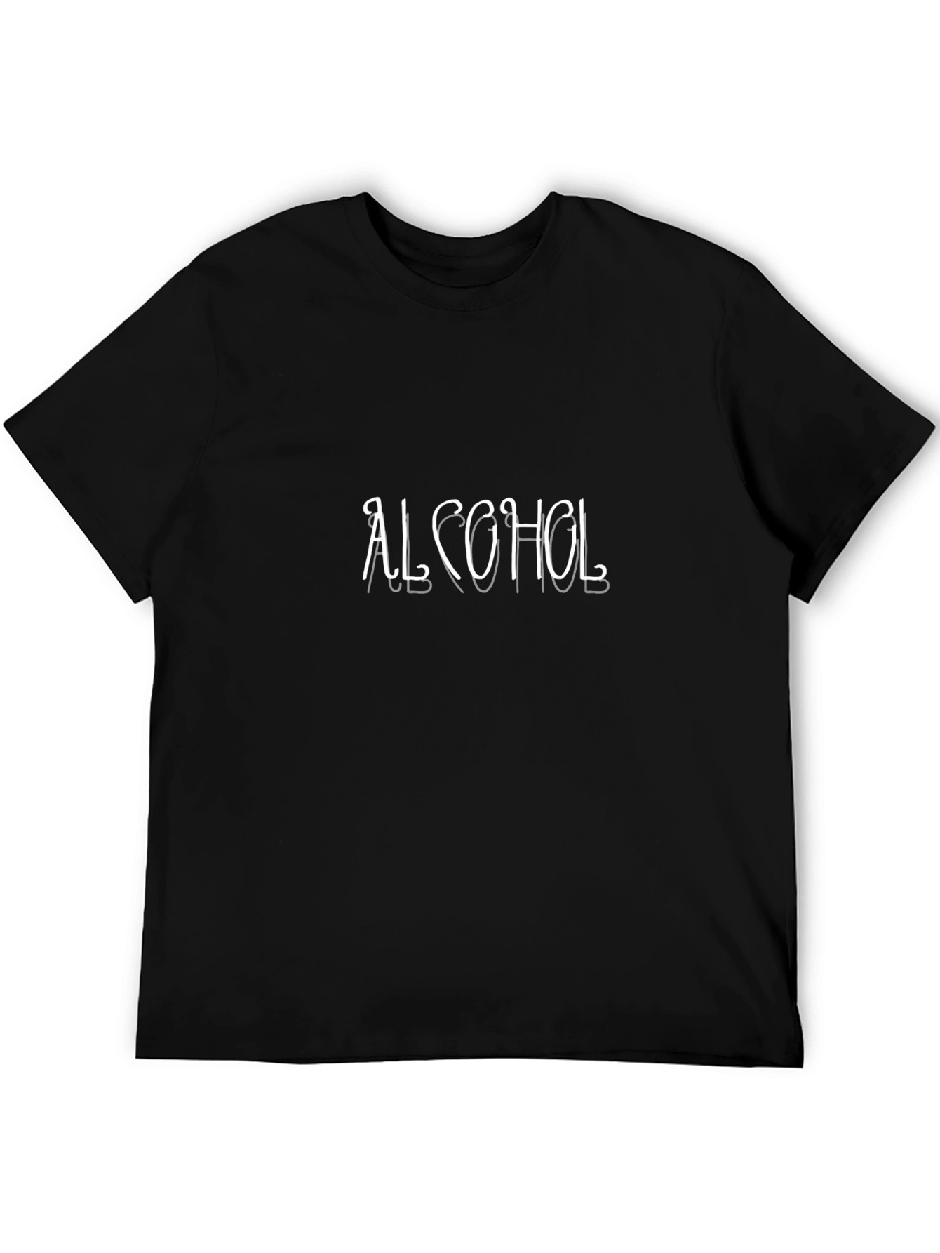 Alcohol Graphic Tee - Black Crew Neck T-Shirt