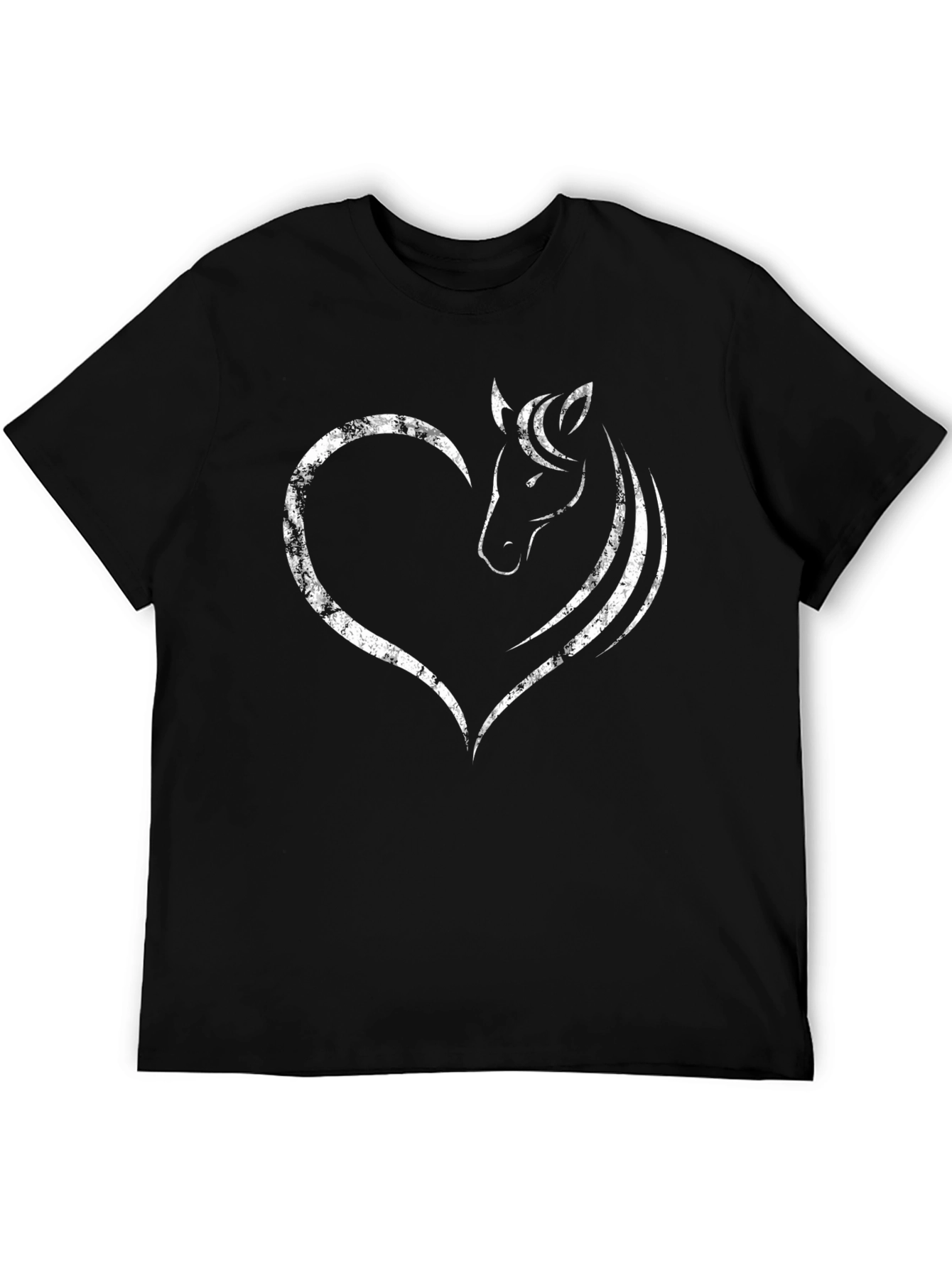 Horse Heart Graphic Tee - Black Cotton Shirt