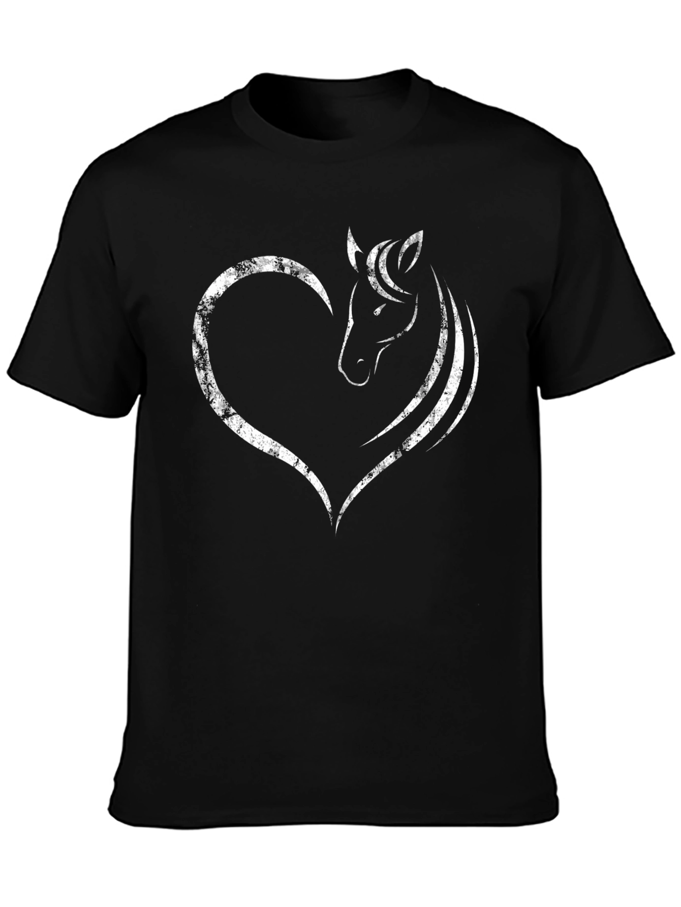 Horse Heart Graphic Tee - Black Cotton Shirt
