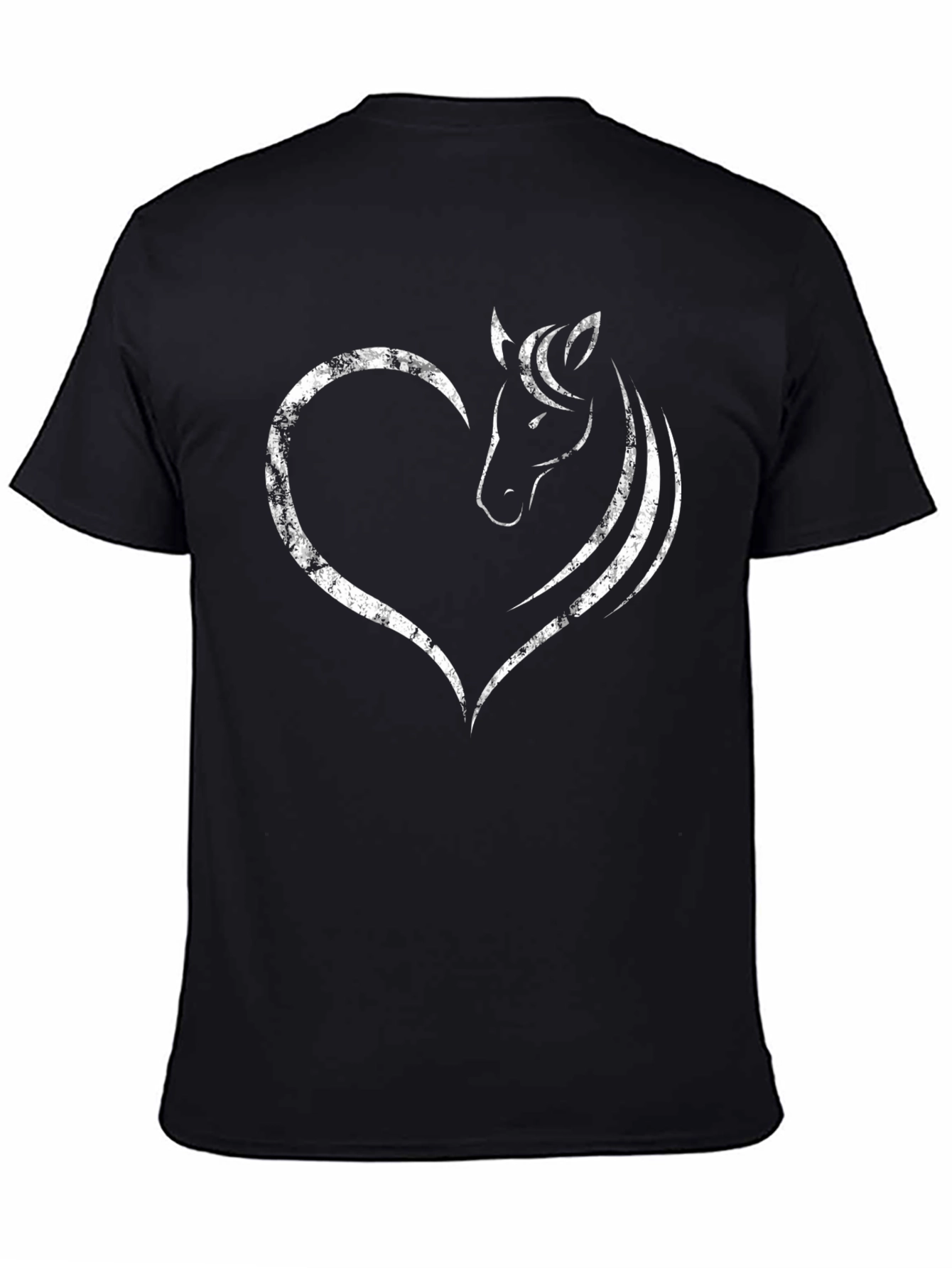 Horse Heart Graphic Tee - Black Cotton Shirt