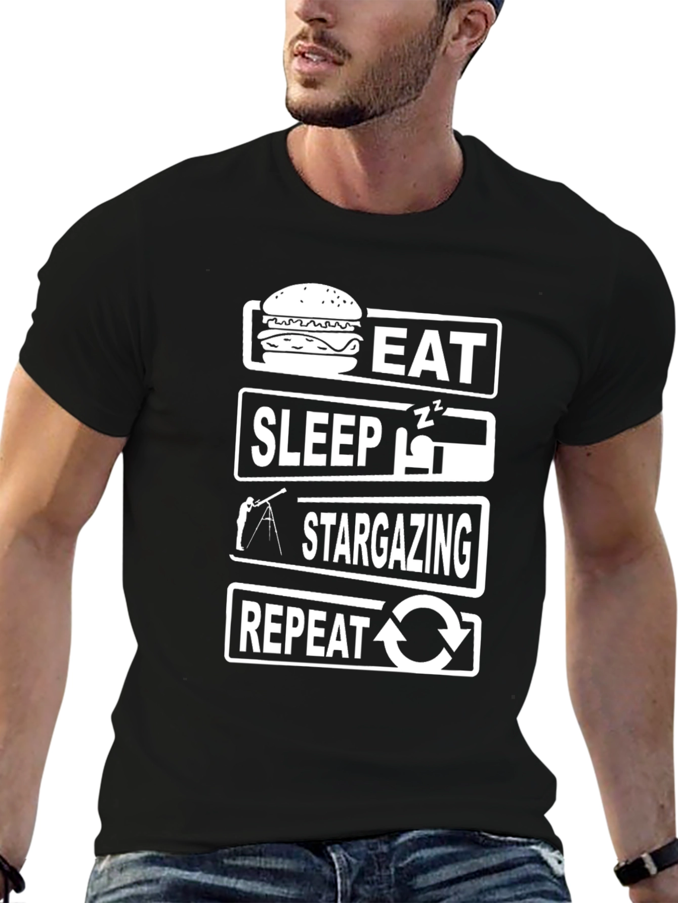 Eat Sleep Stargazing Repeat Graphic Tee