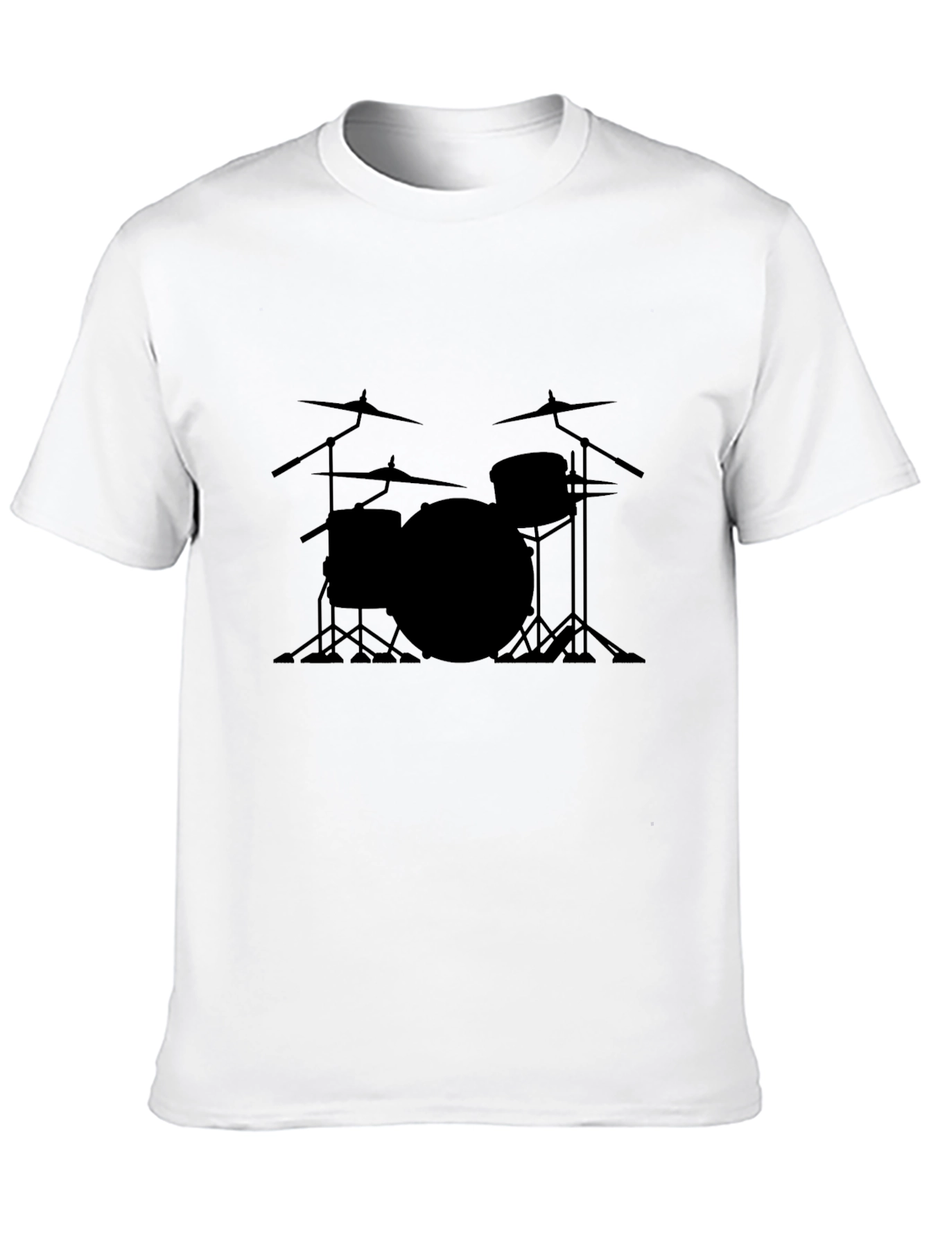 Drum Set Graphic Tee - Black Crew Neck T-Shirt
