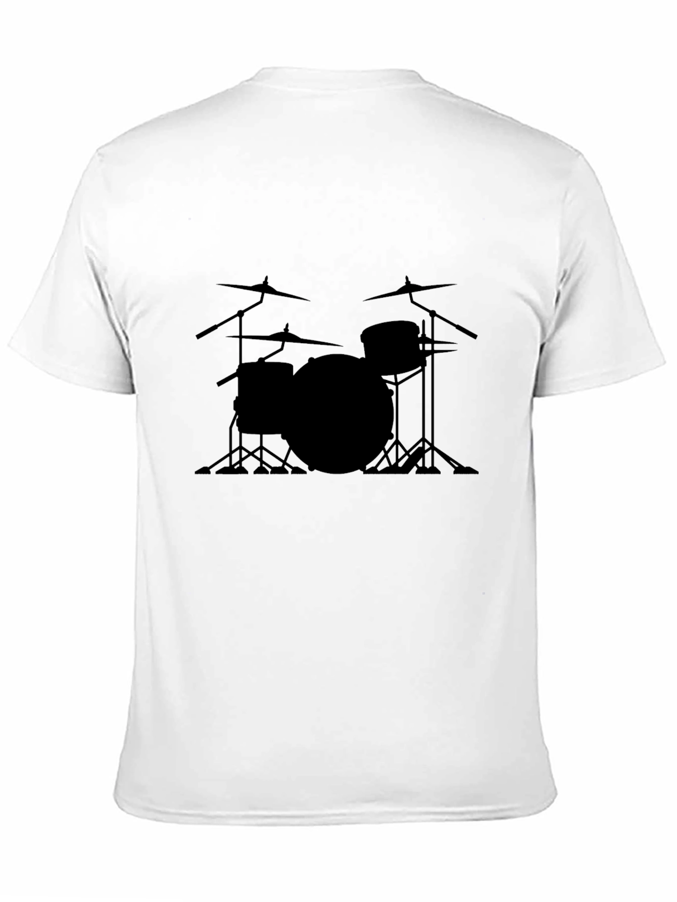 Drum Set Graphic Tee - Black Crew Neck T-Shirt