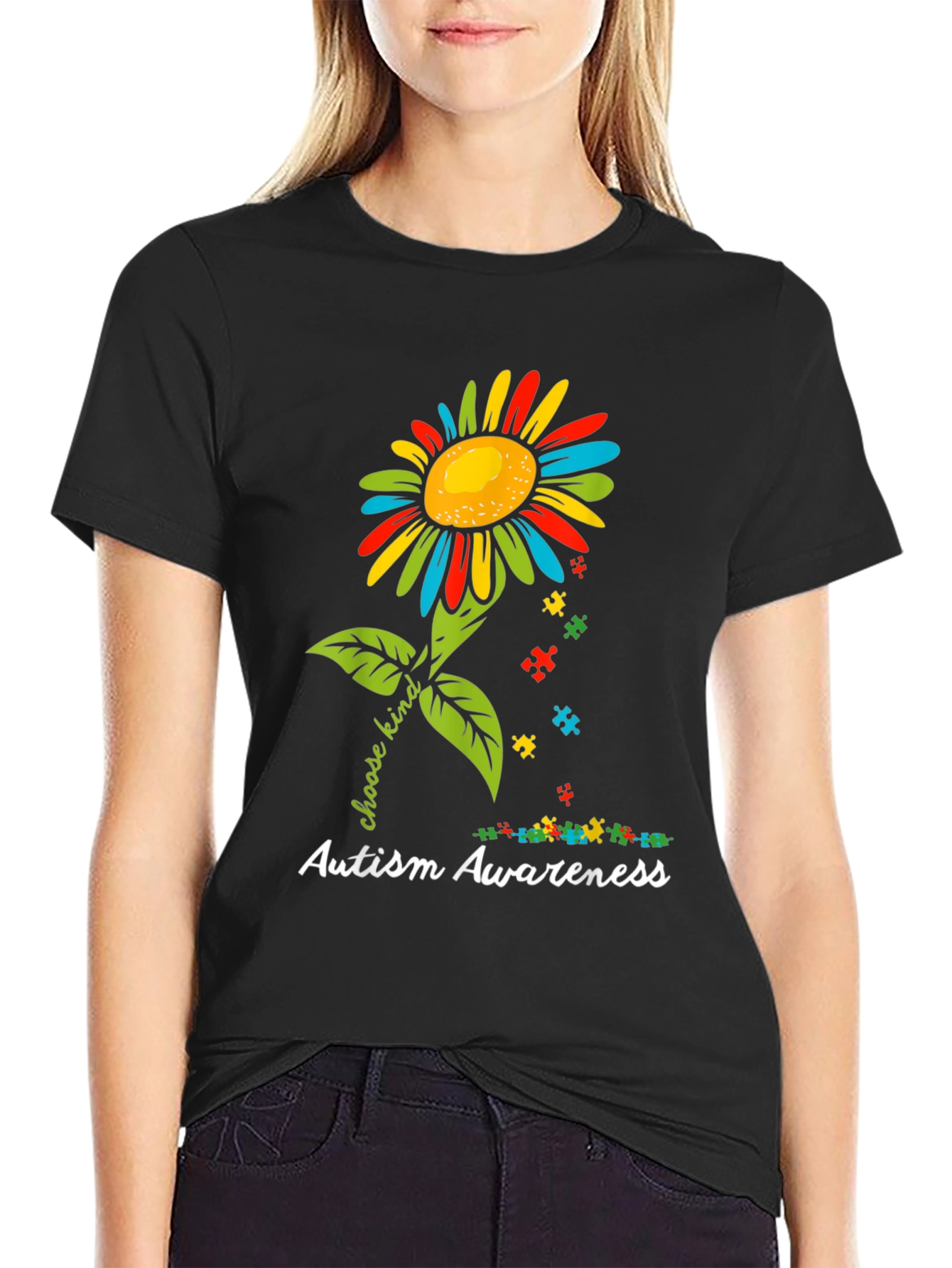 Autism Awareness Sunflower T-Shirt - Choose Kind