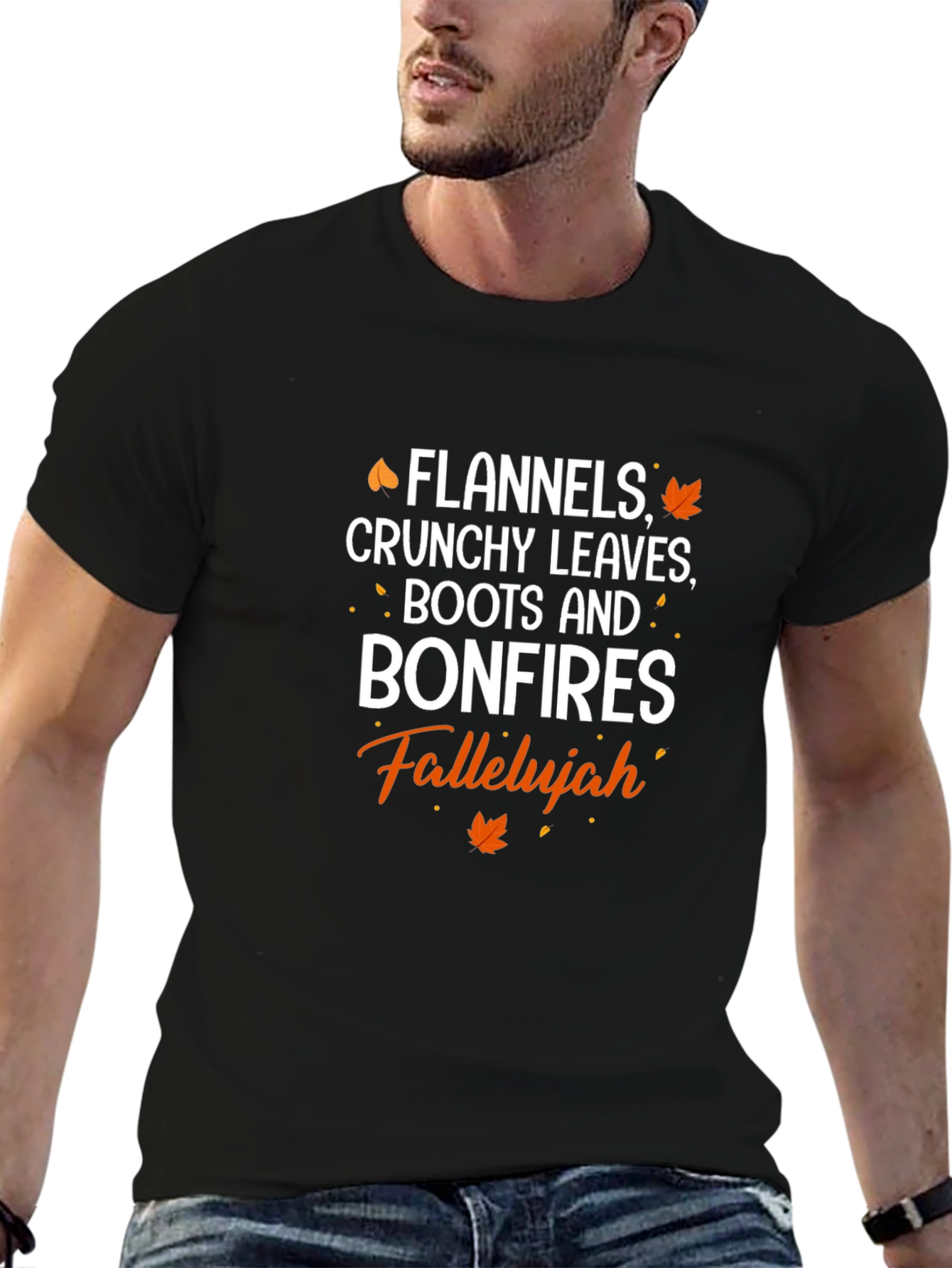 Flannels Crunchy Leaves Bonfires Falleluah T-Shirt