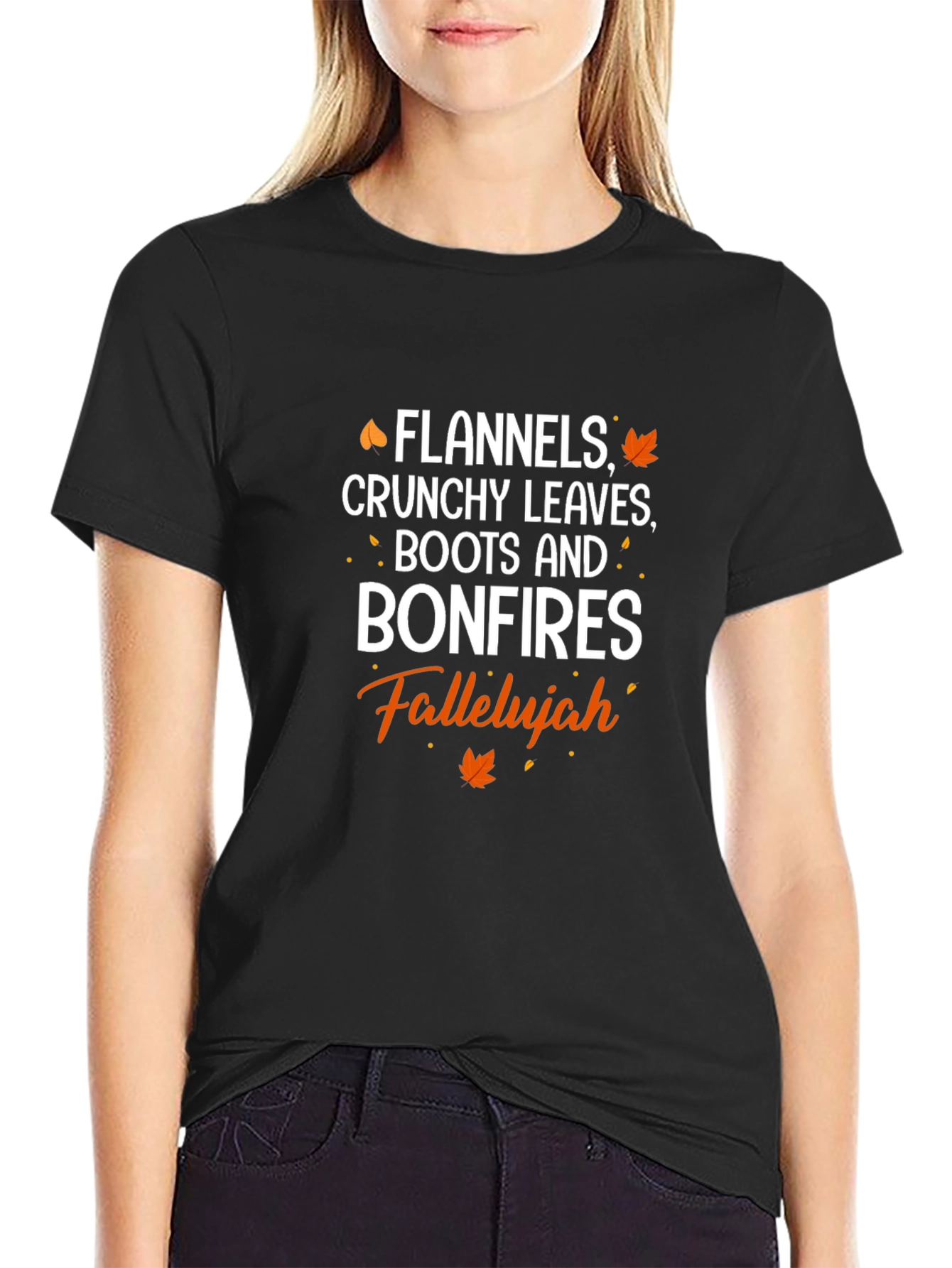 Flannels Crunchy Leaves Bonfires Falleluah T-Shirt