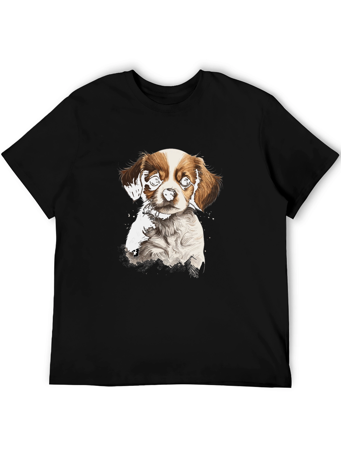Dog Graphic Print Black T-Shirt
