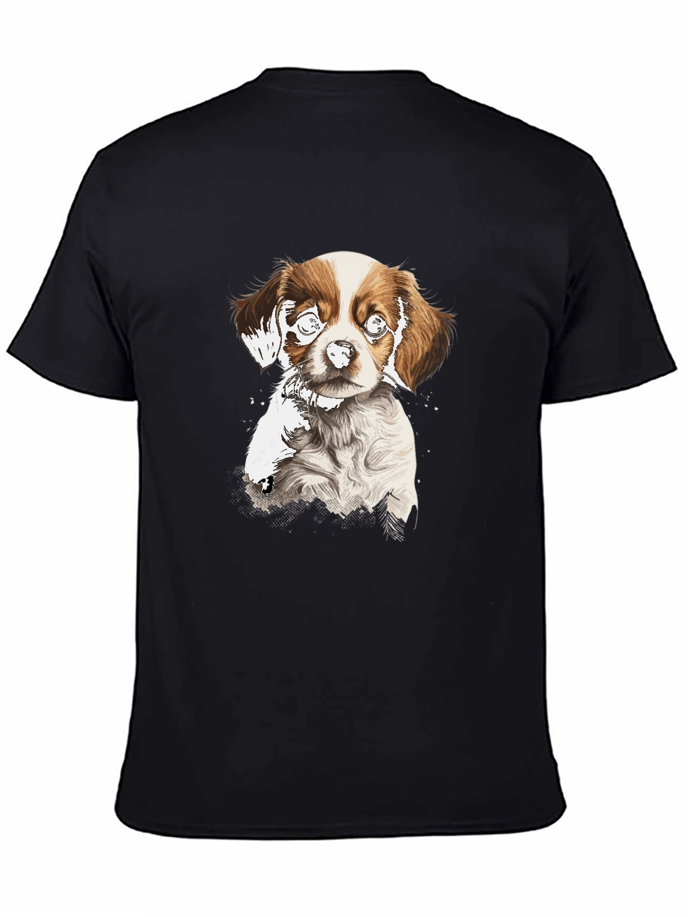 Dog Graphic Print Black T-Shirt
