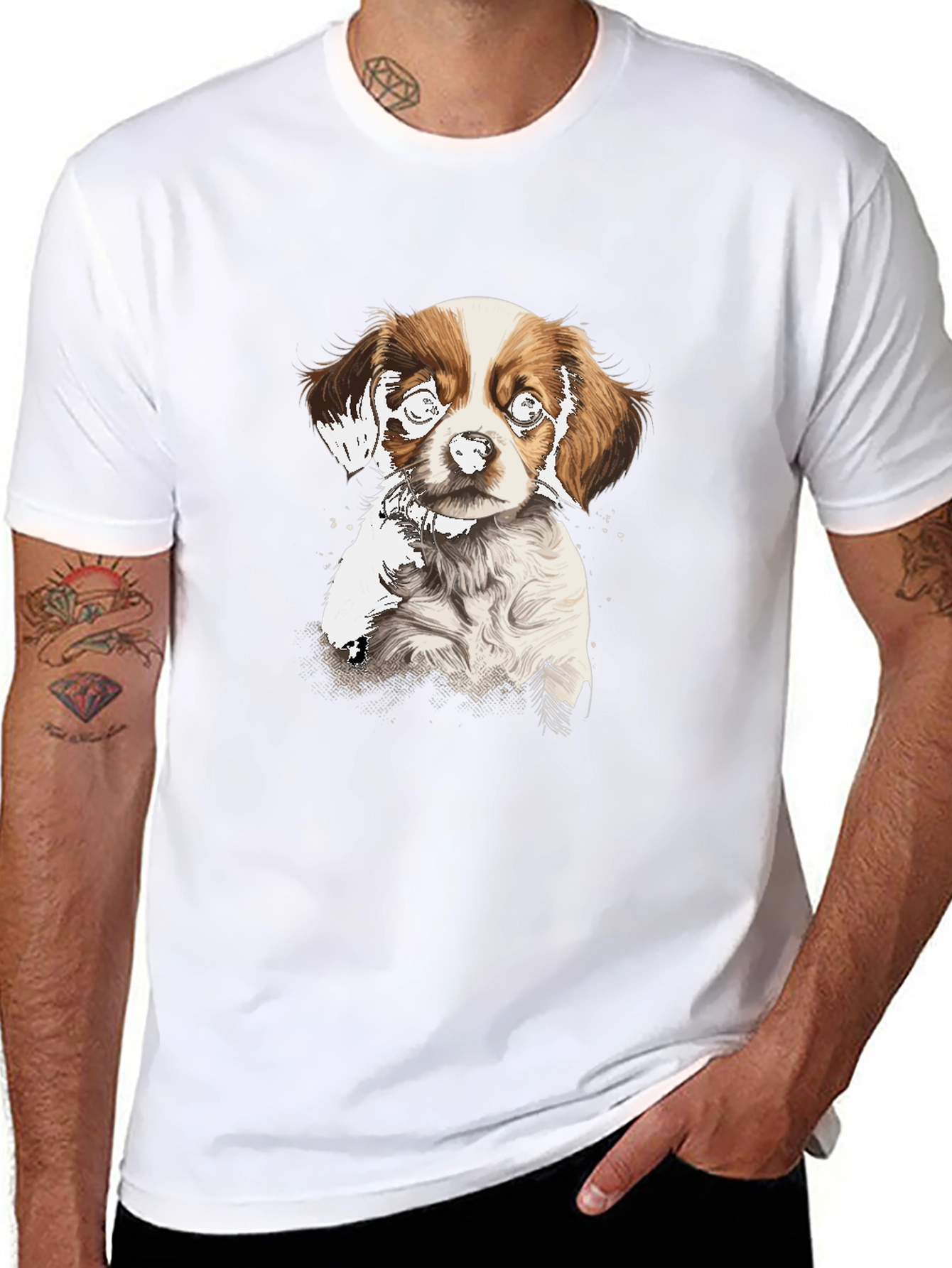 Dog Graphic Print Black T-Shirt