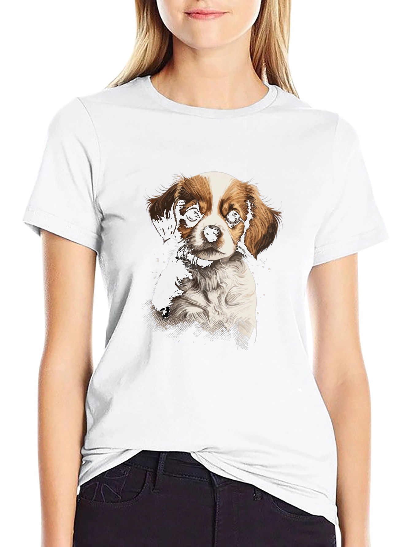 Dog Graphic Print Black T-Shirt