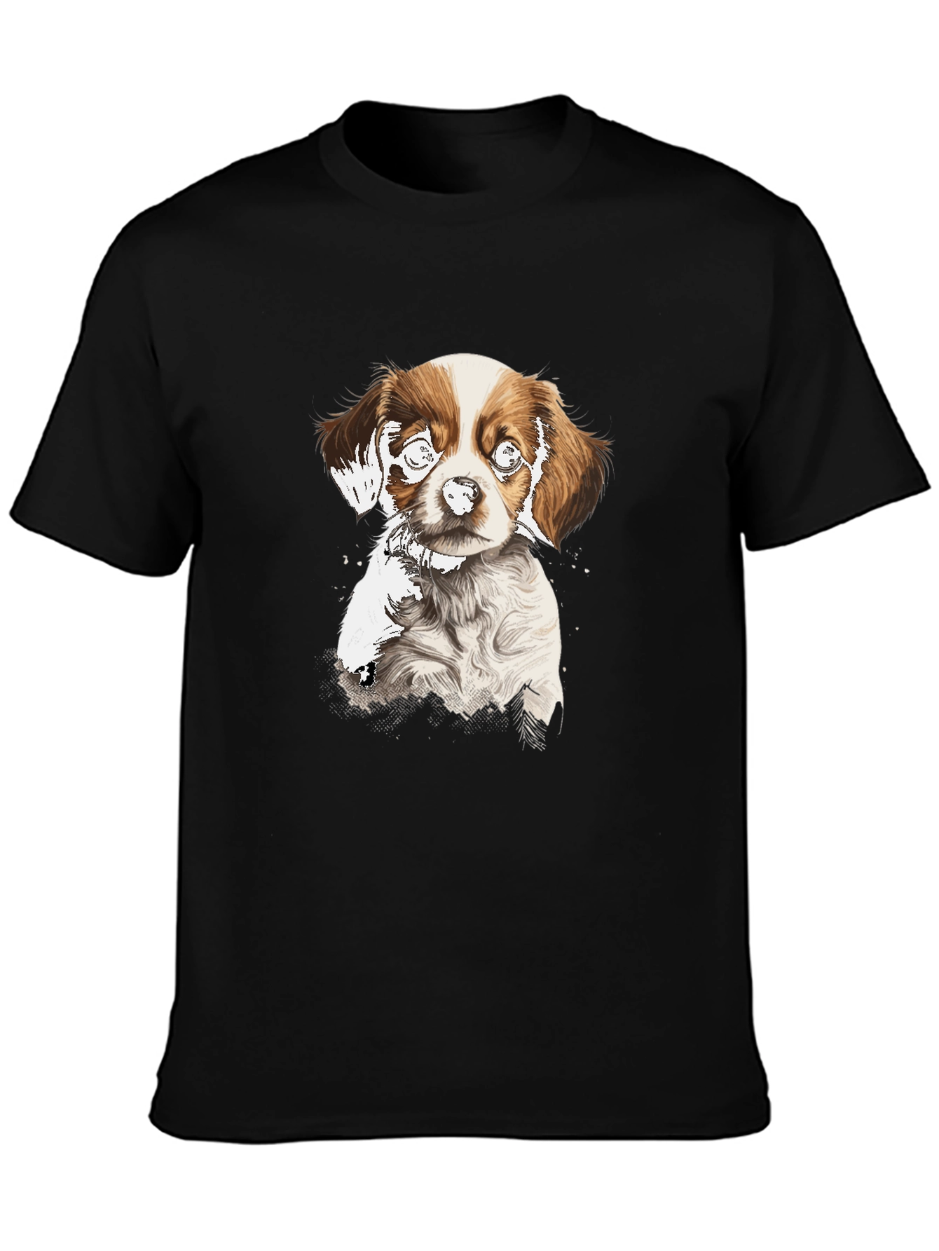 Dog Graphic Print Black T-Shirt