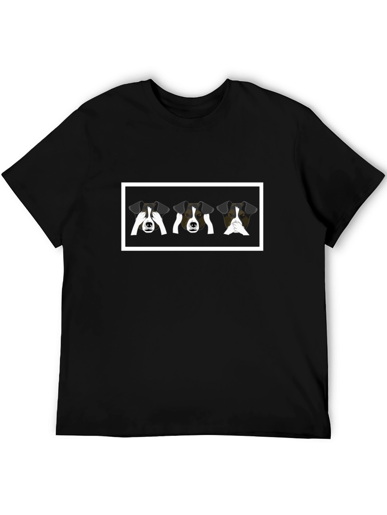 Funny Dogs Graphic Black T-Shirt