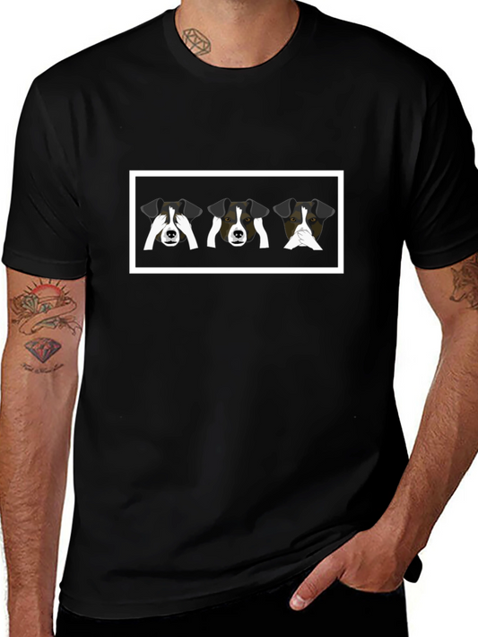 Funny Dogs Graphic Black T-Shirt
